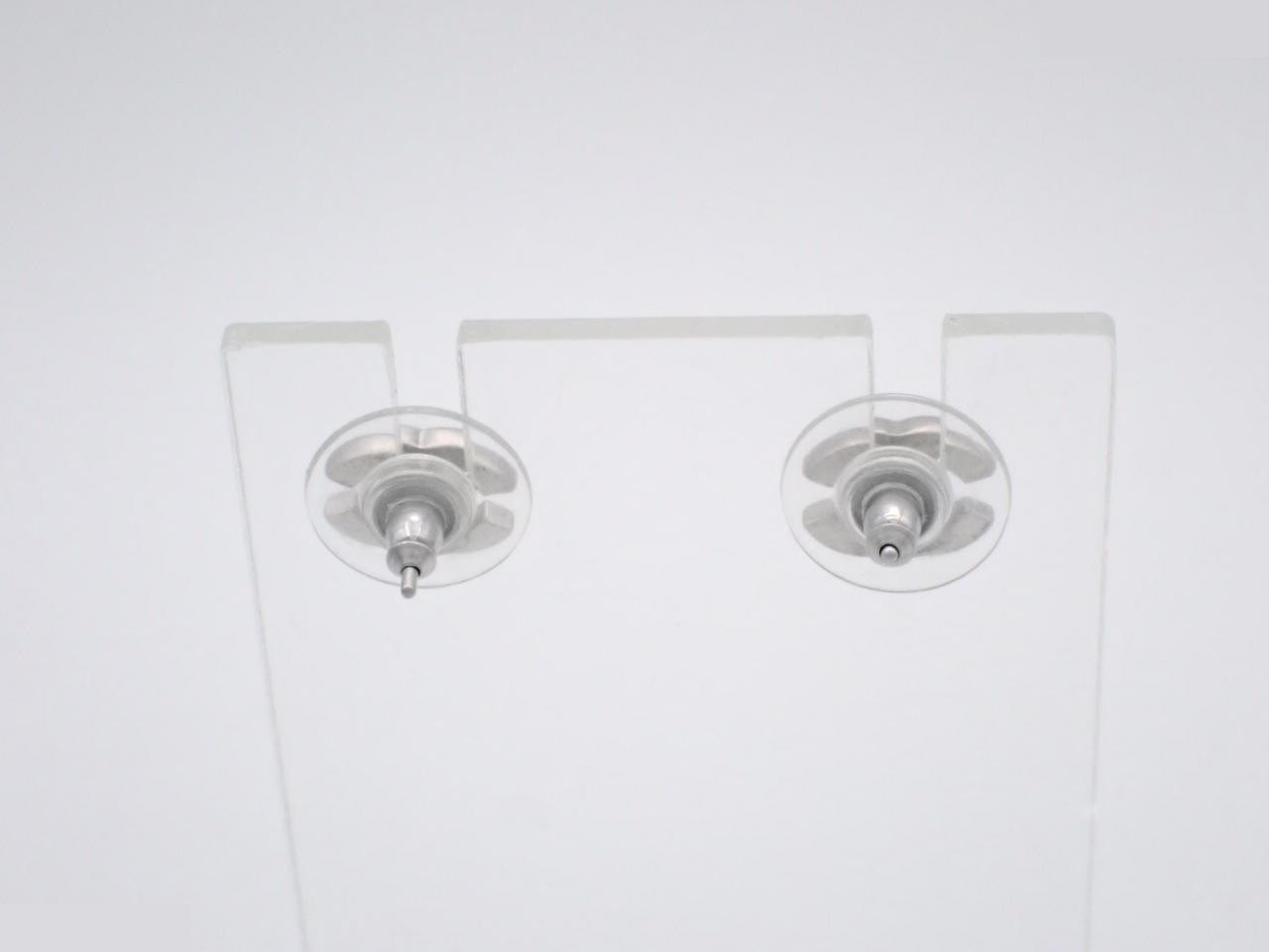 earrings, A12V, 1cm wide, Coco Mark, rhinestone, silver. — view 2