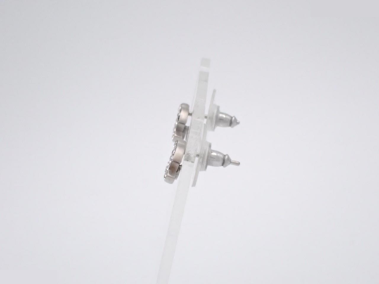 earrings, A12V, 1cm wide, Coco Mark, rhinestone, silver. — view 3