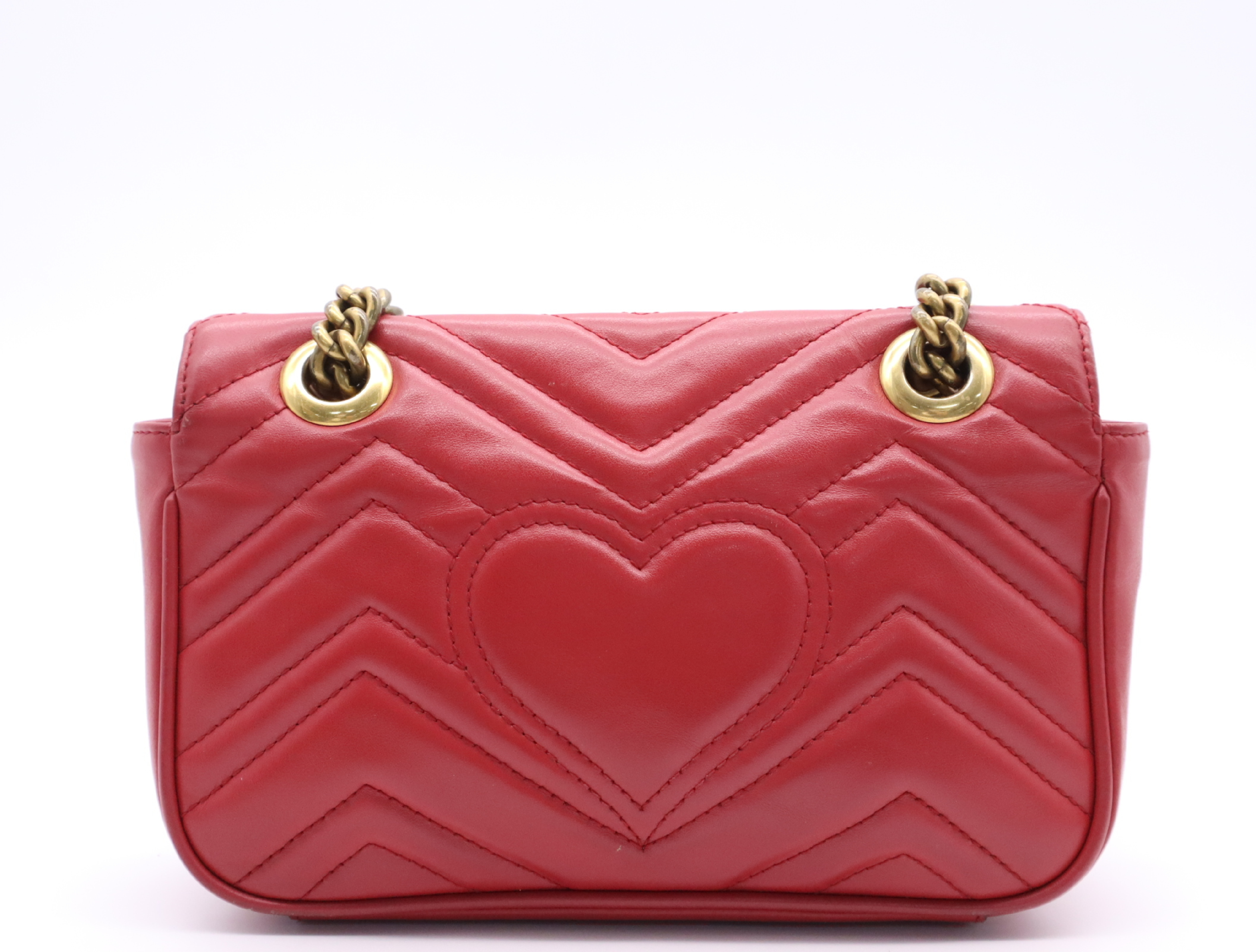 446744 Leather GG Marmont Shoulder Bag, Red, Gold Hardware — view 2