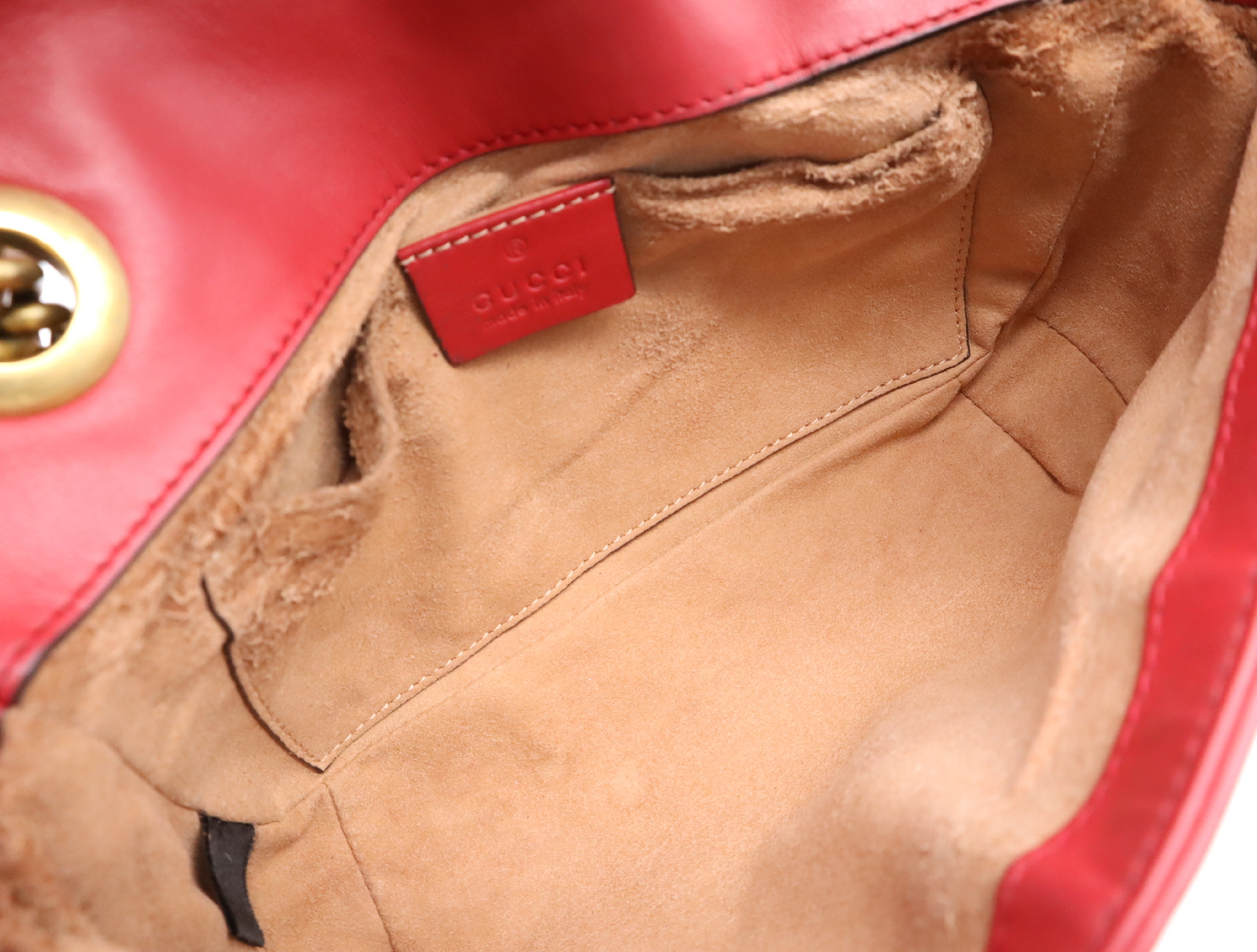 446744 Leather GG Marmont Shoulder Bag, Red, Gold Hardware — view 14