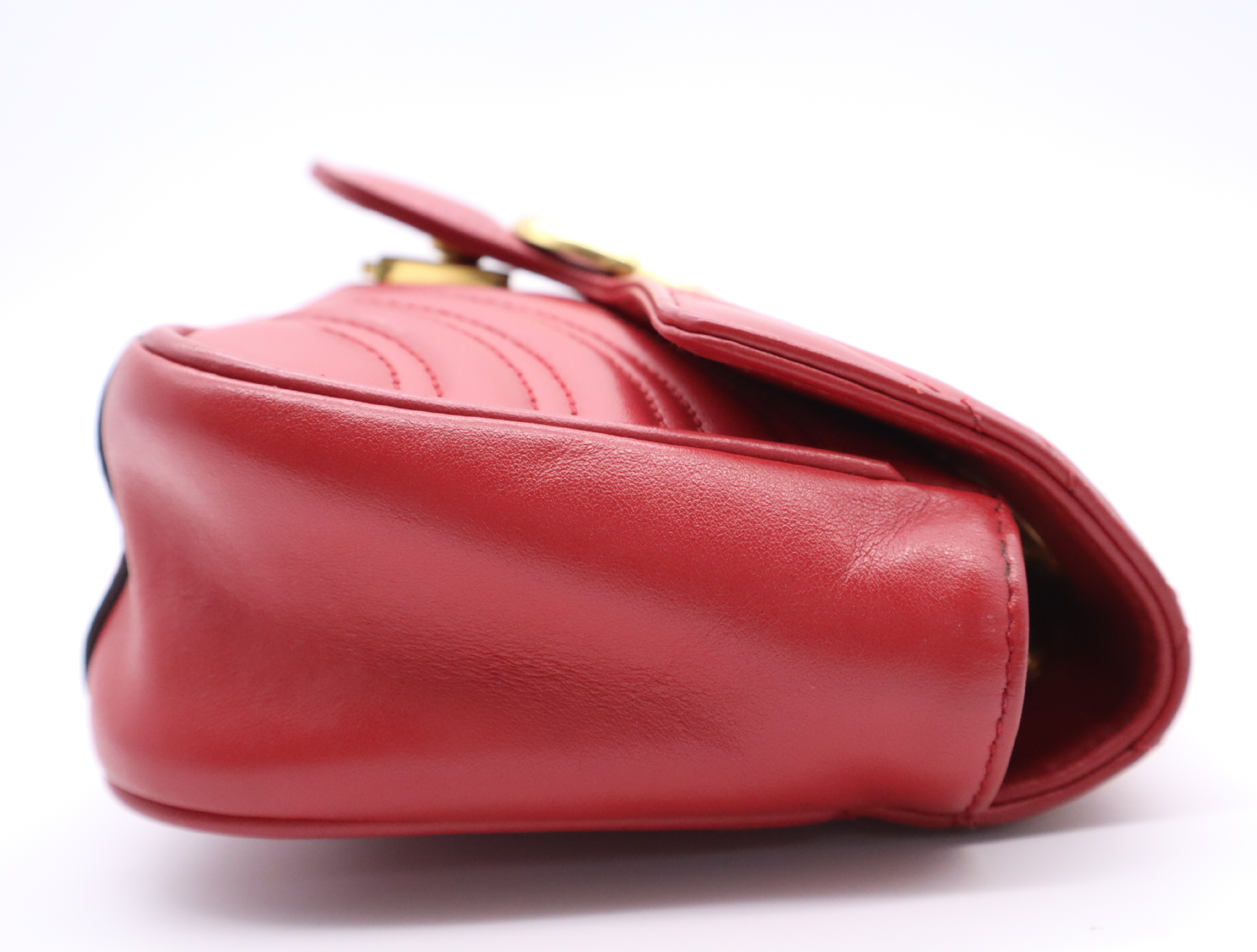 446744 Leather GG Marmont Shoulder Bag, Red, Gold Hardware — view 5