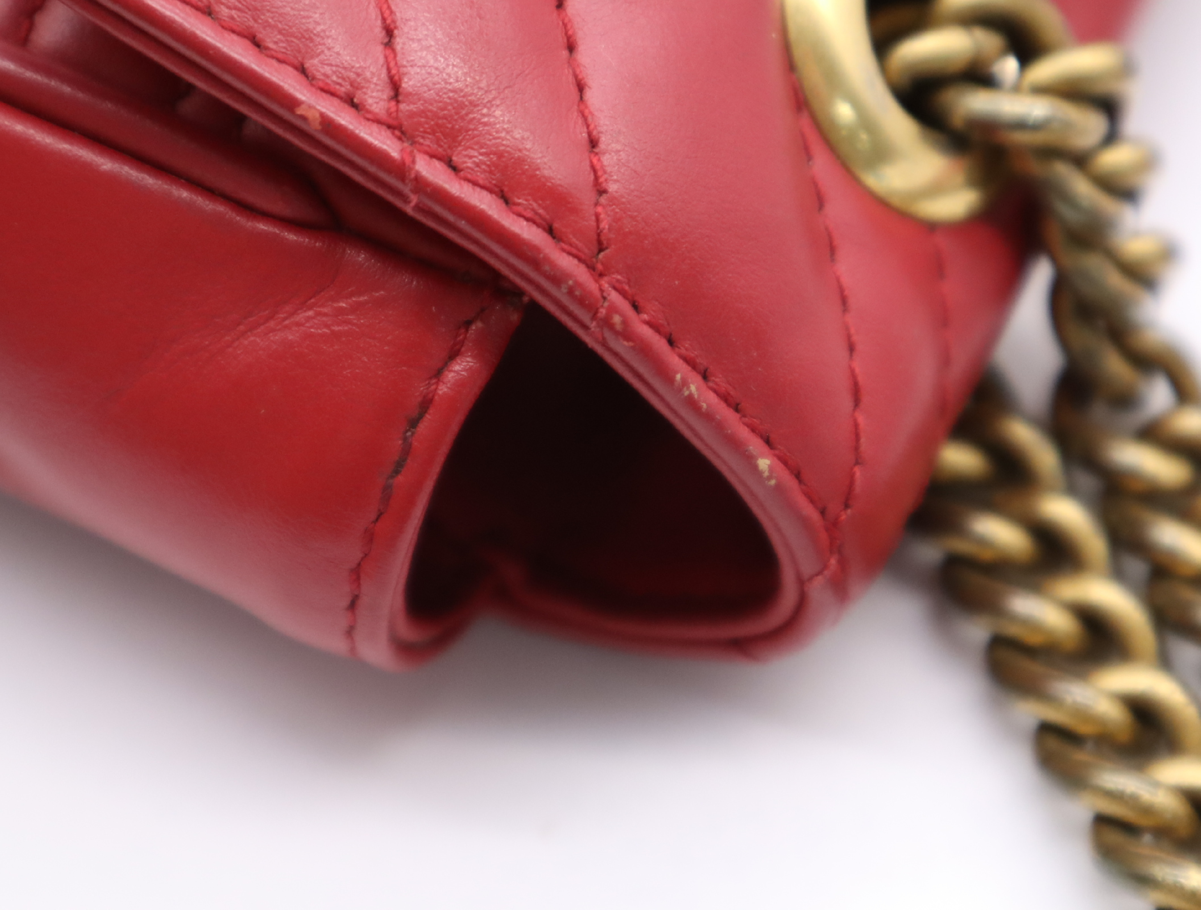 446744 Leather GG Marmont Shoulder Bag, Red, Gold Hardware — view 8