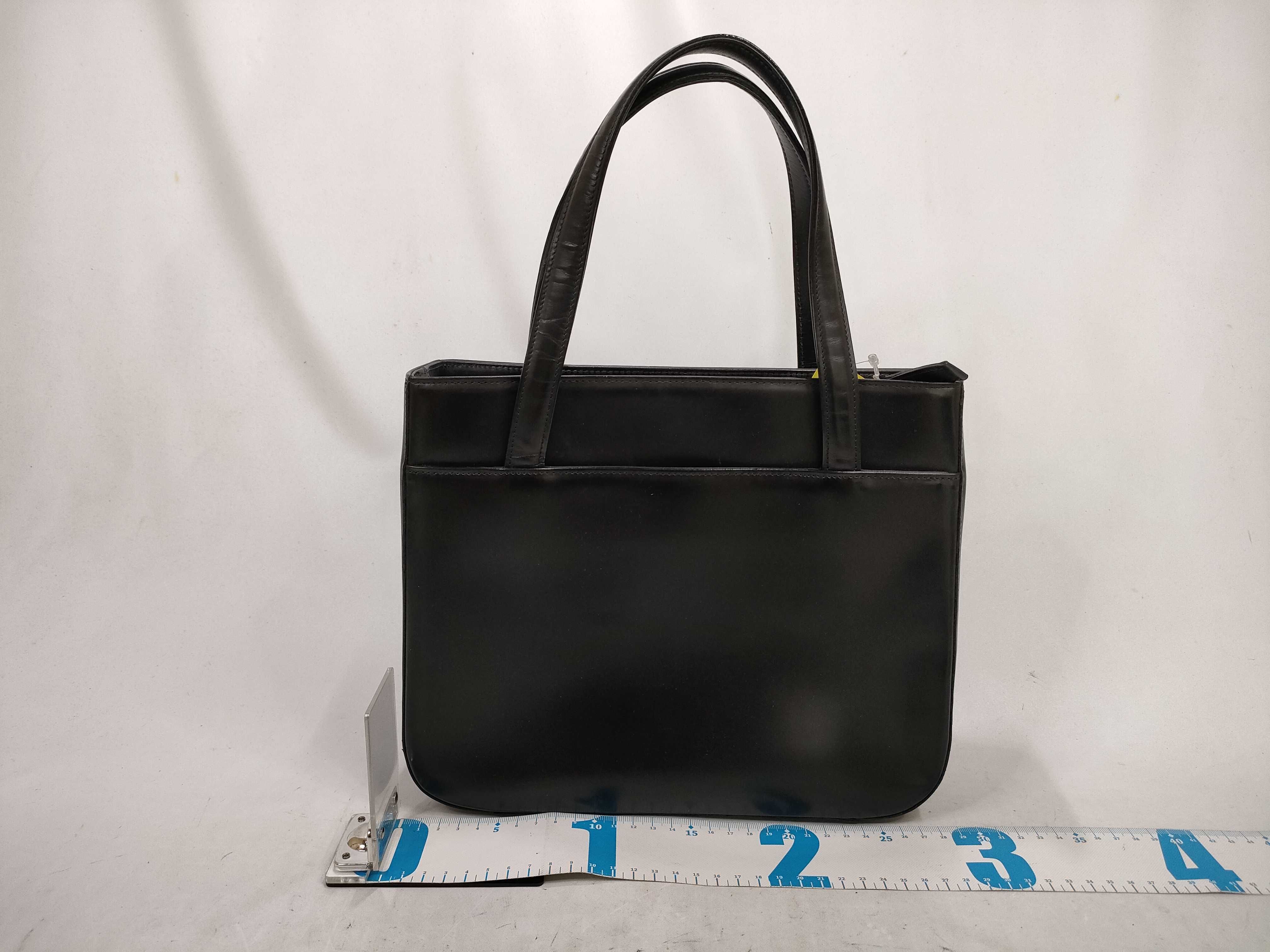 Leather Nova Check Handbag, Black — view 2