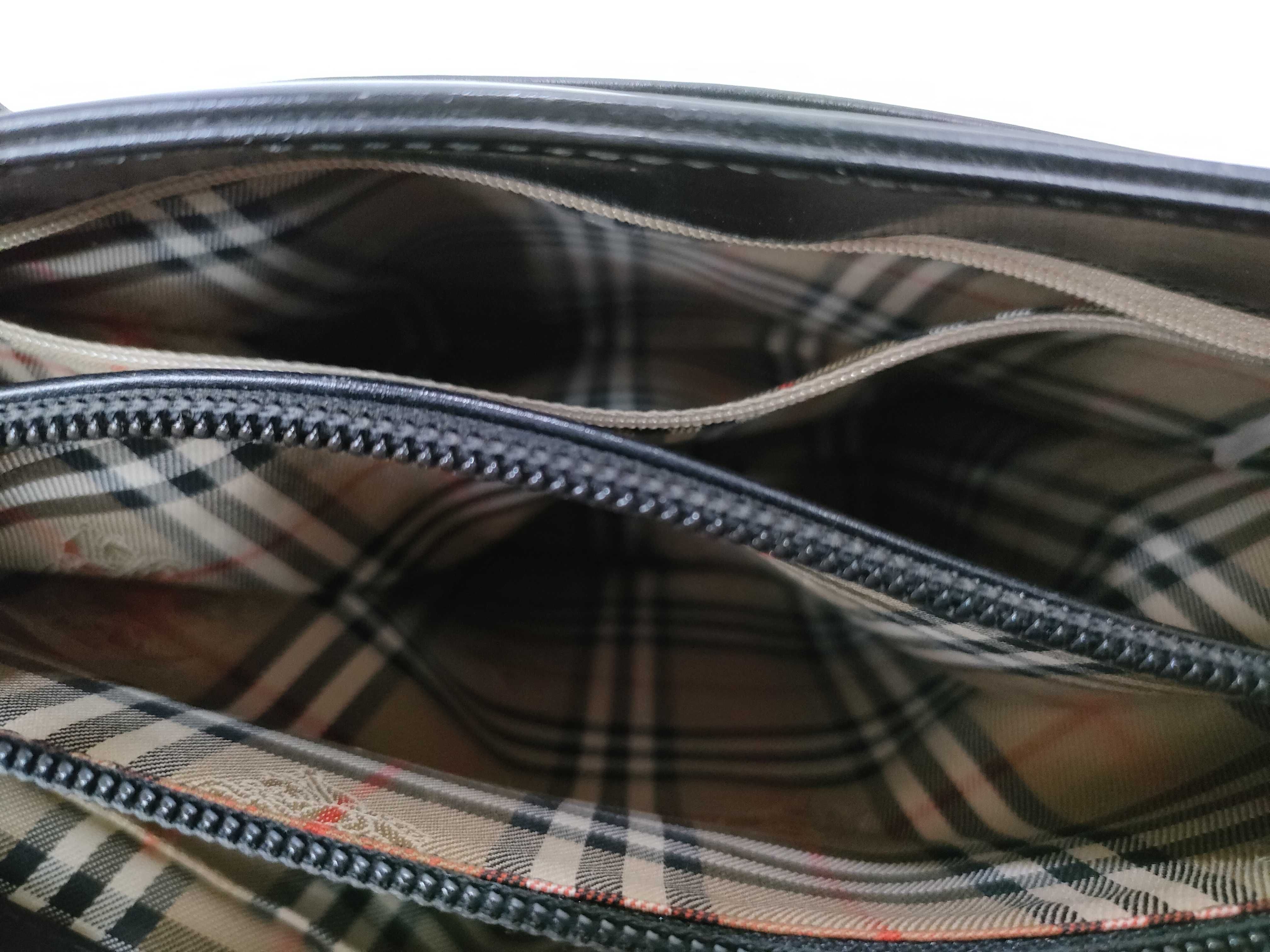 Leather Nova Check Handbag, Black — view 11