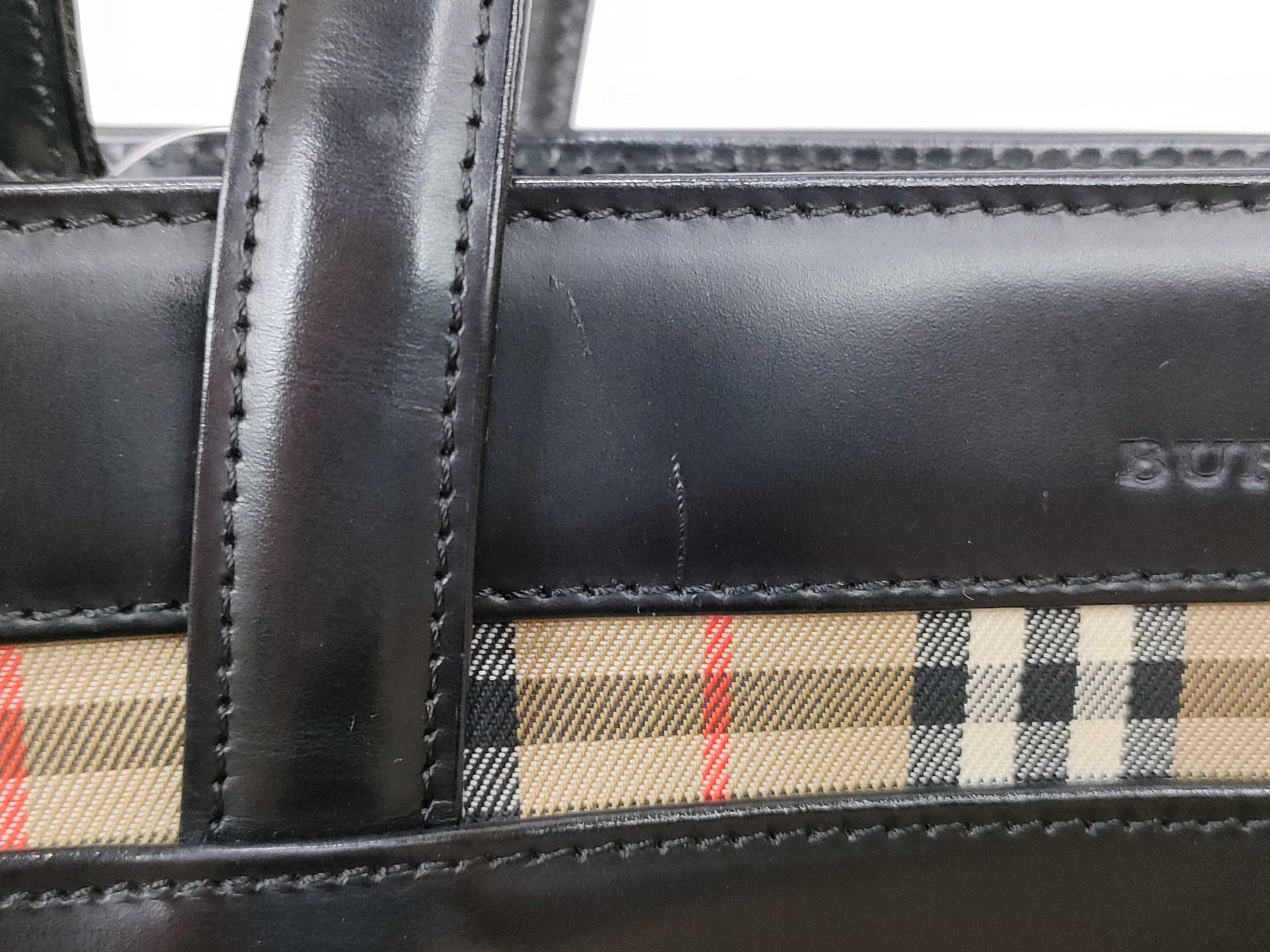 Leather Nova Check Handbag, Black — view 15