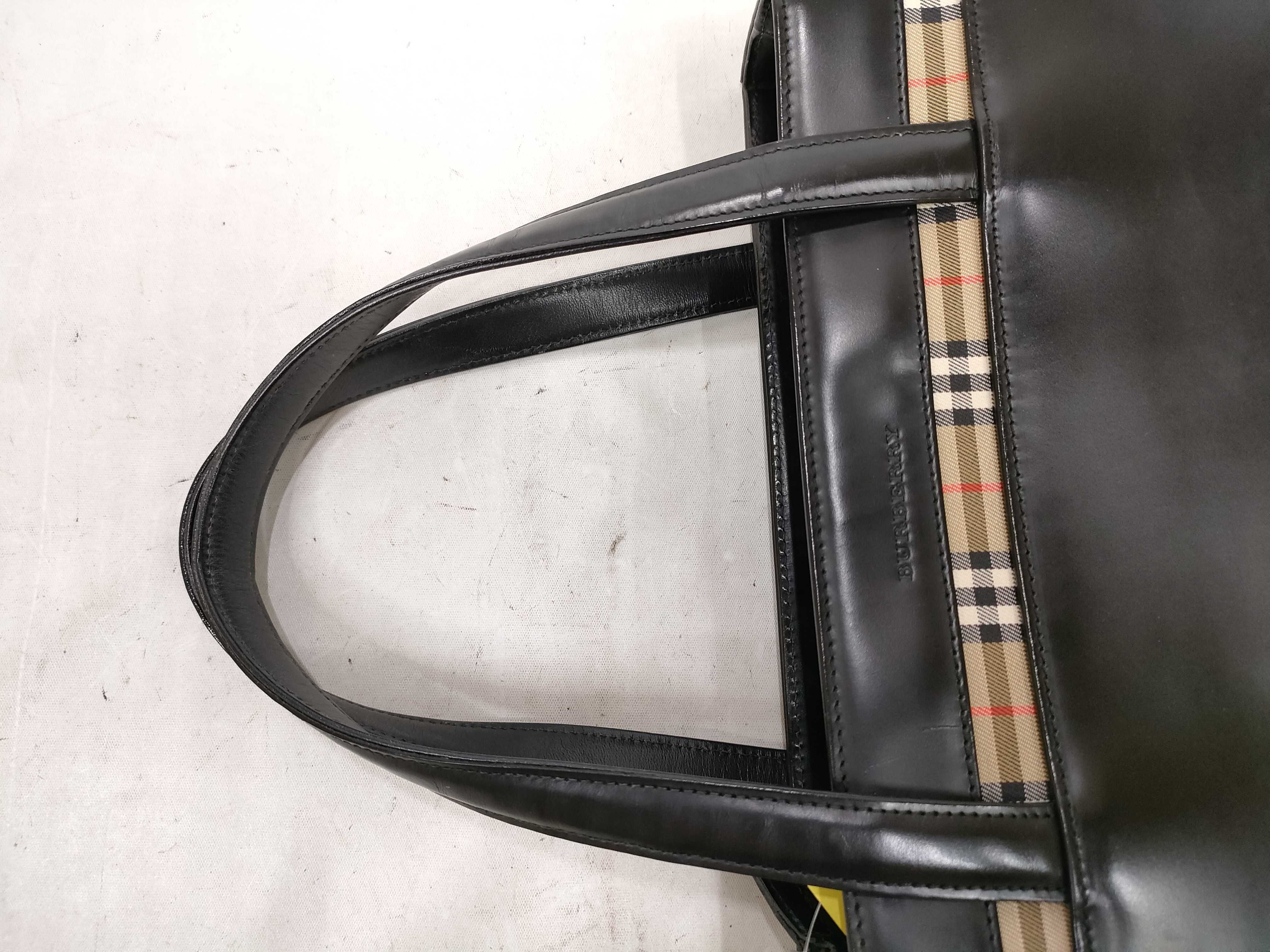 Leather Nova Check Handbag, Black — view 3