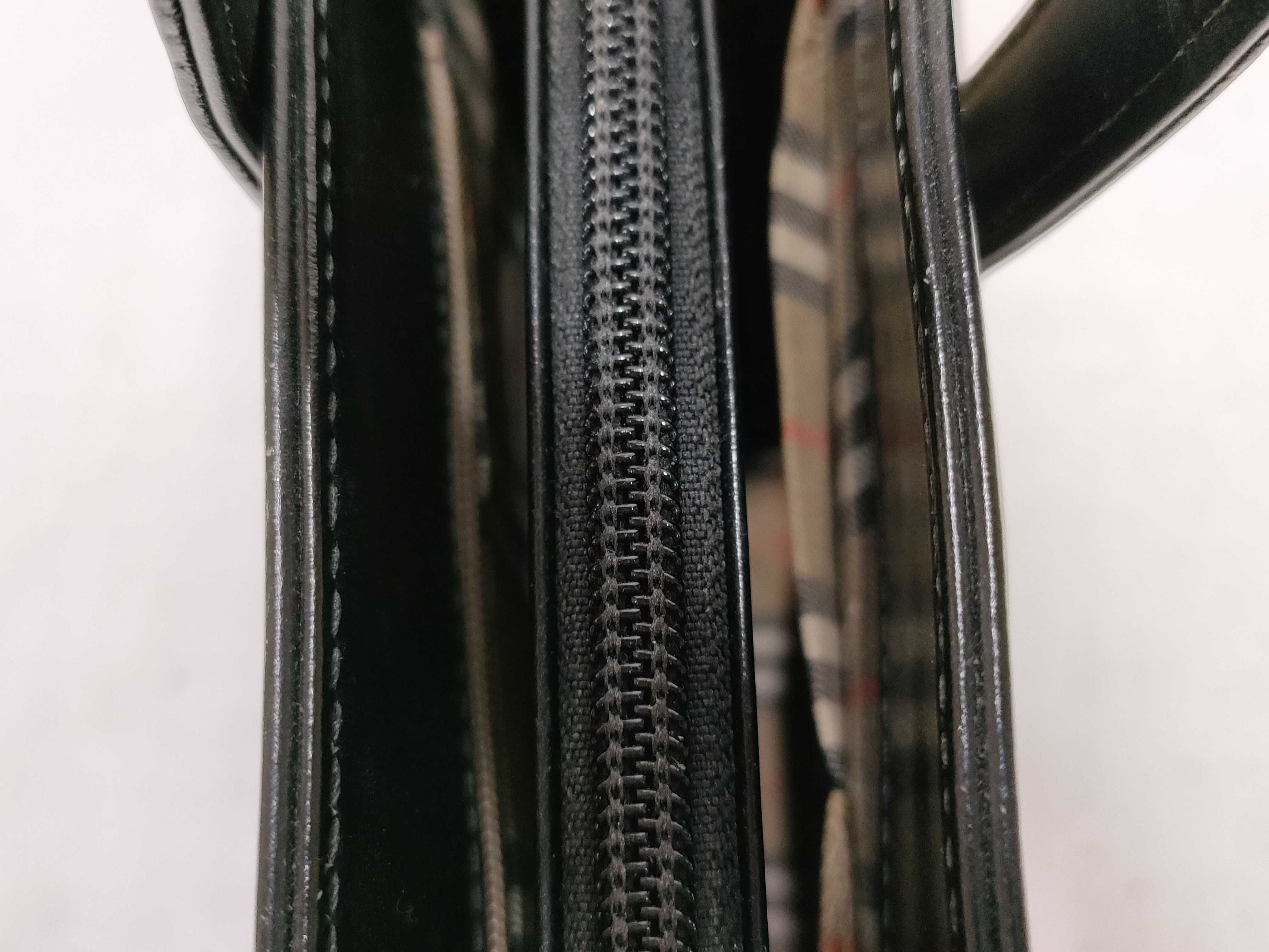 Leather Nova Check Handbag, Black — view 6