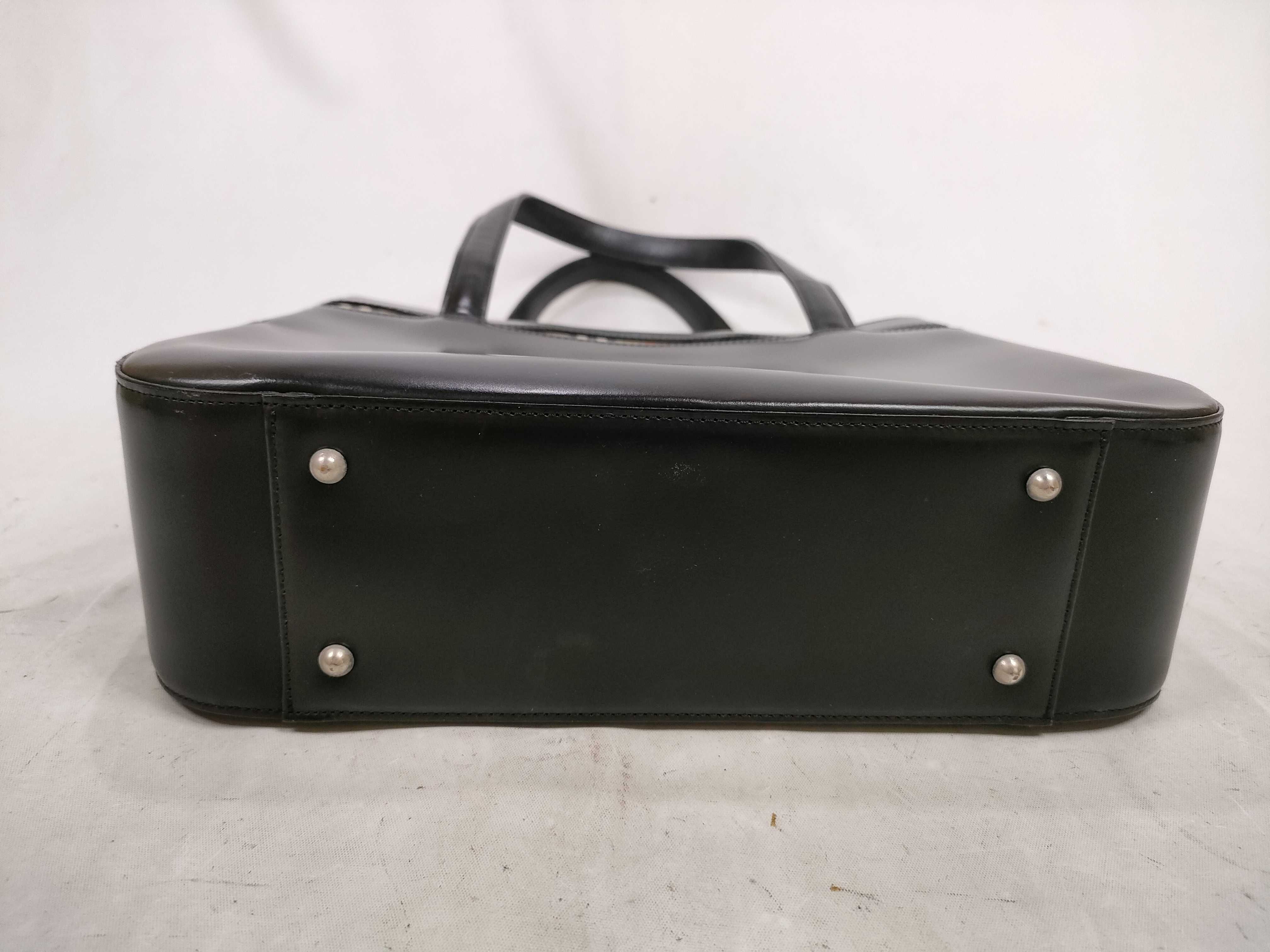 Leather Nova Check Handbag, Black — view 8