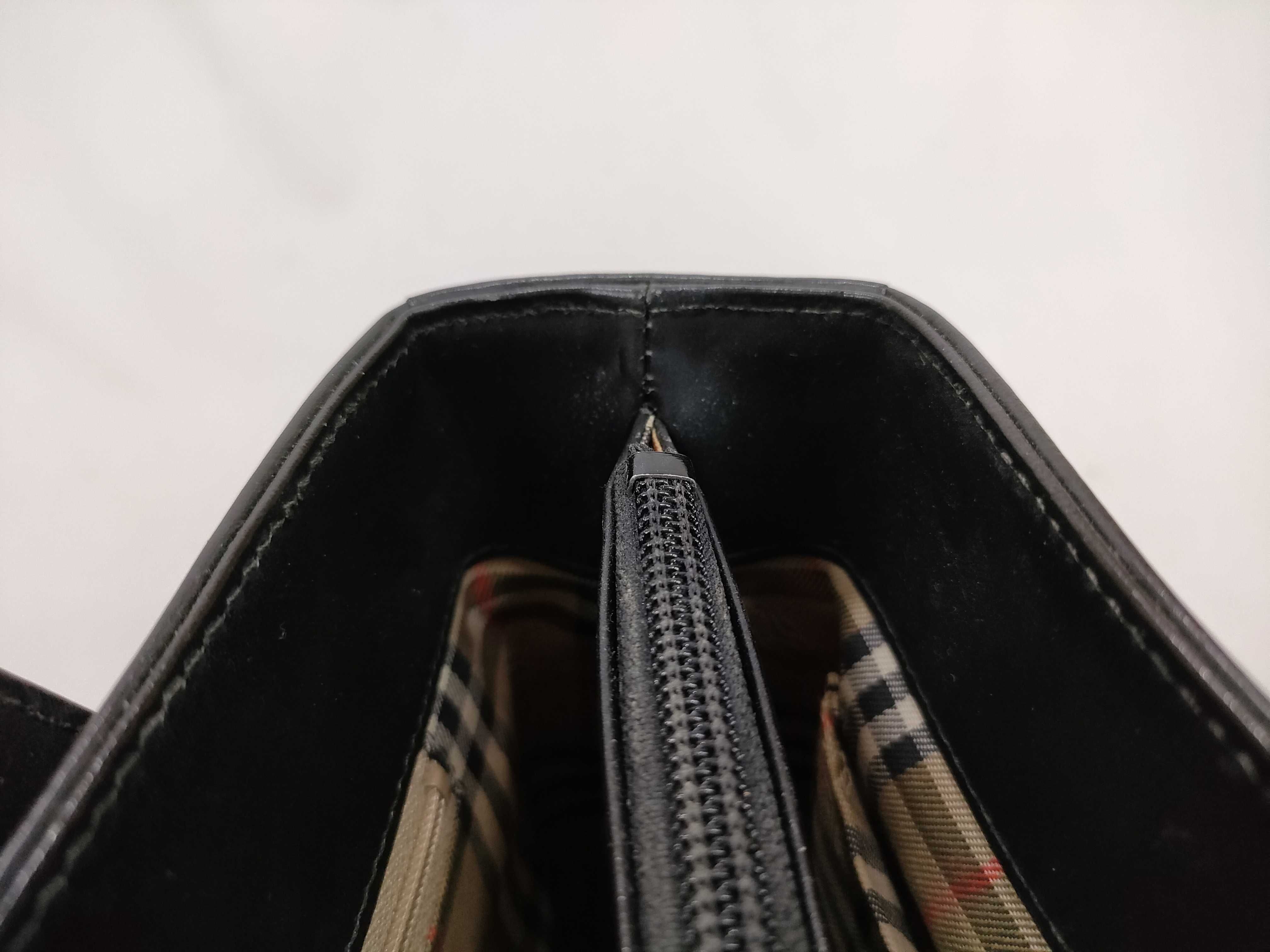 Leather Nova Check Handbag, Black — view 9