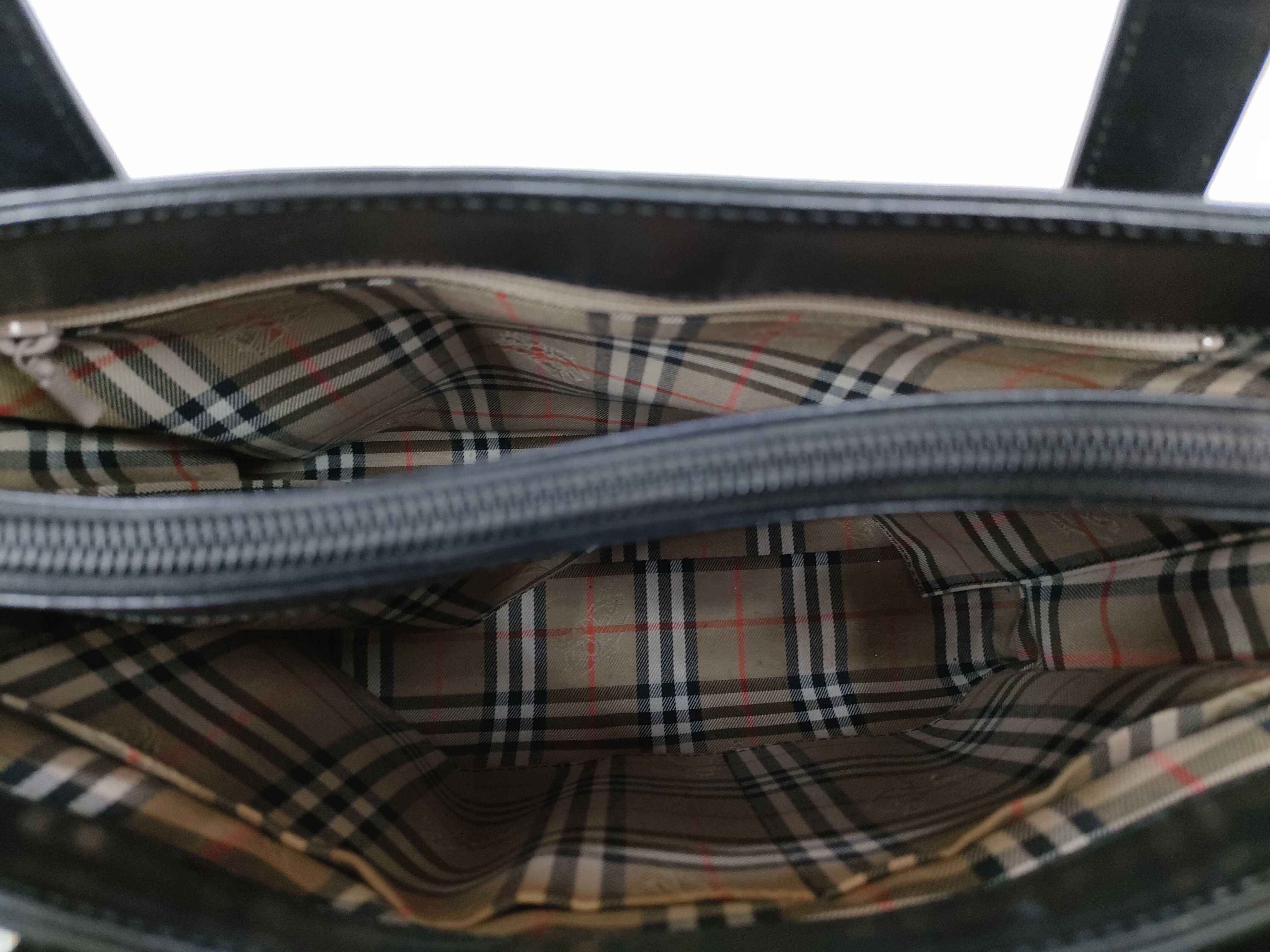 Leather Nova Check Handbag, Black — view 10