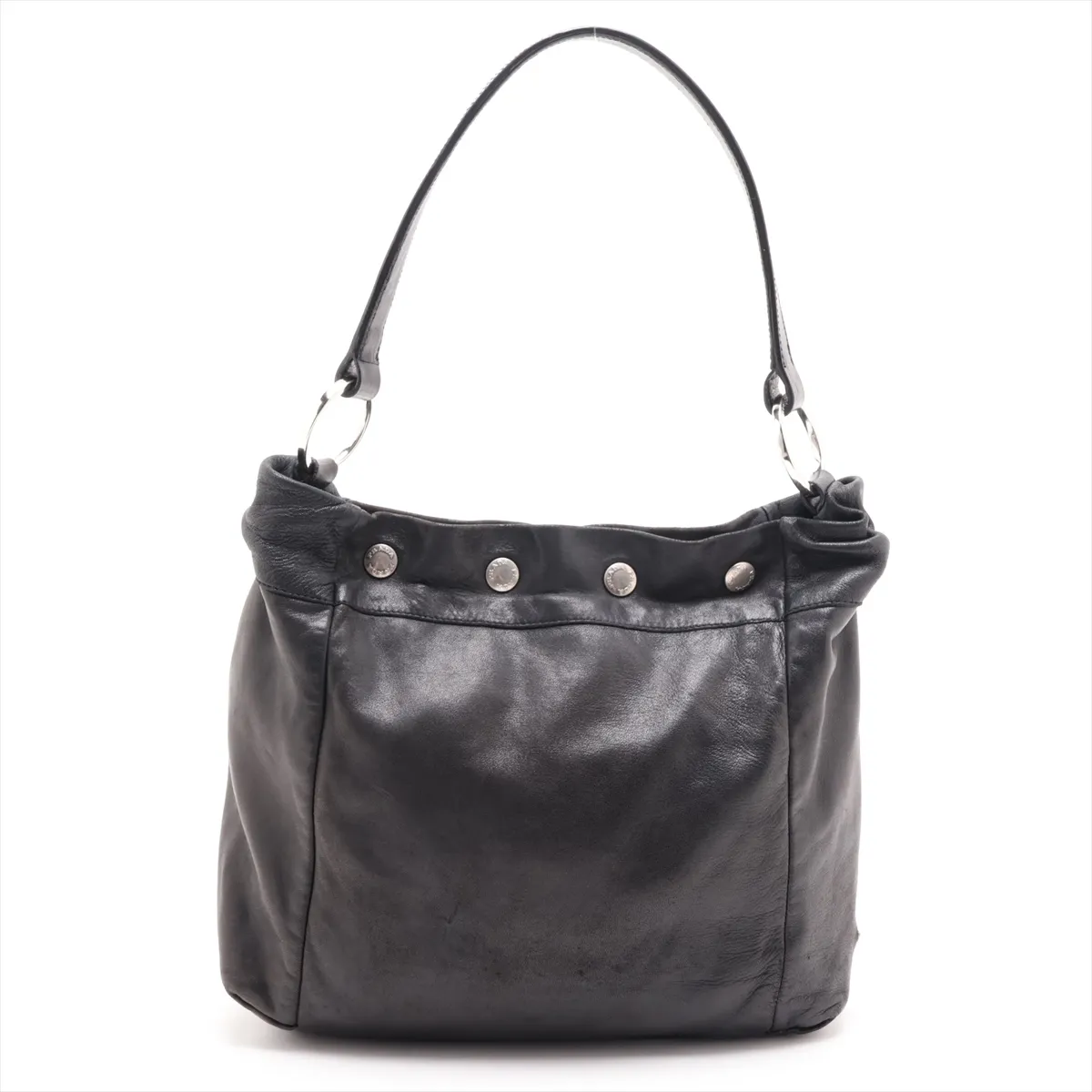 Leather Shoulder Bag, Black — view 2