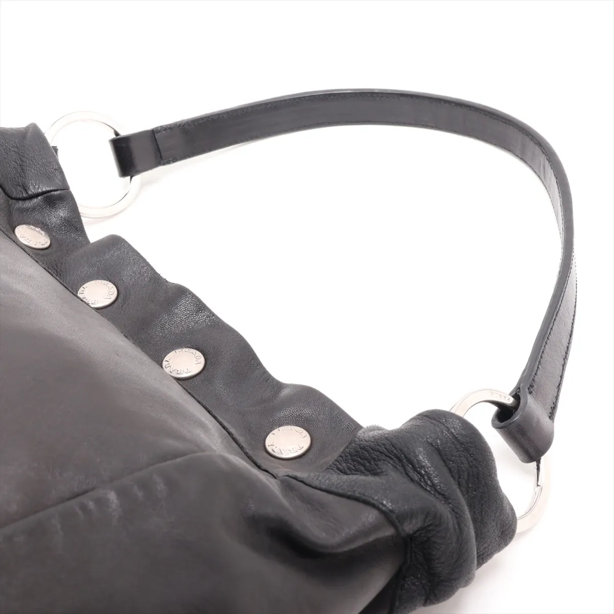 Leather Shoulder Bag, Black — view 5
