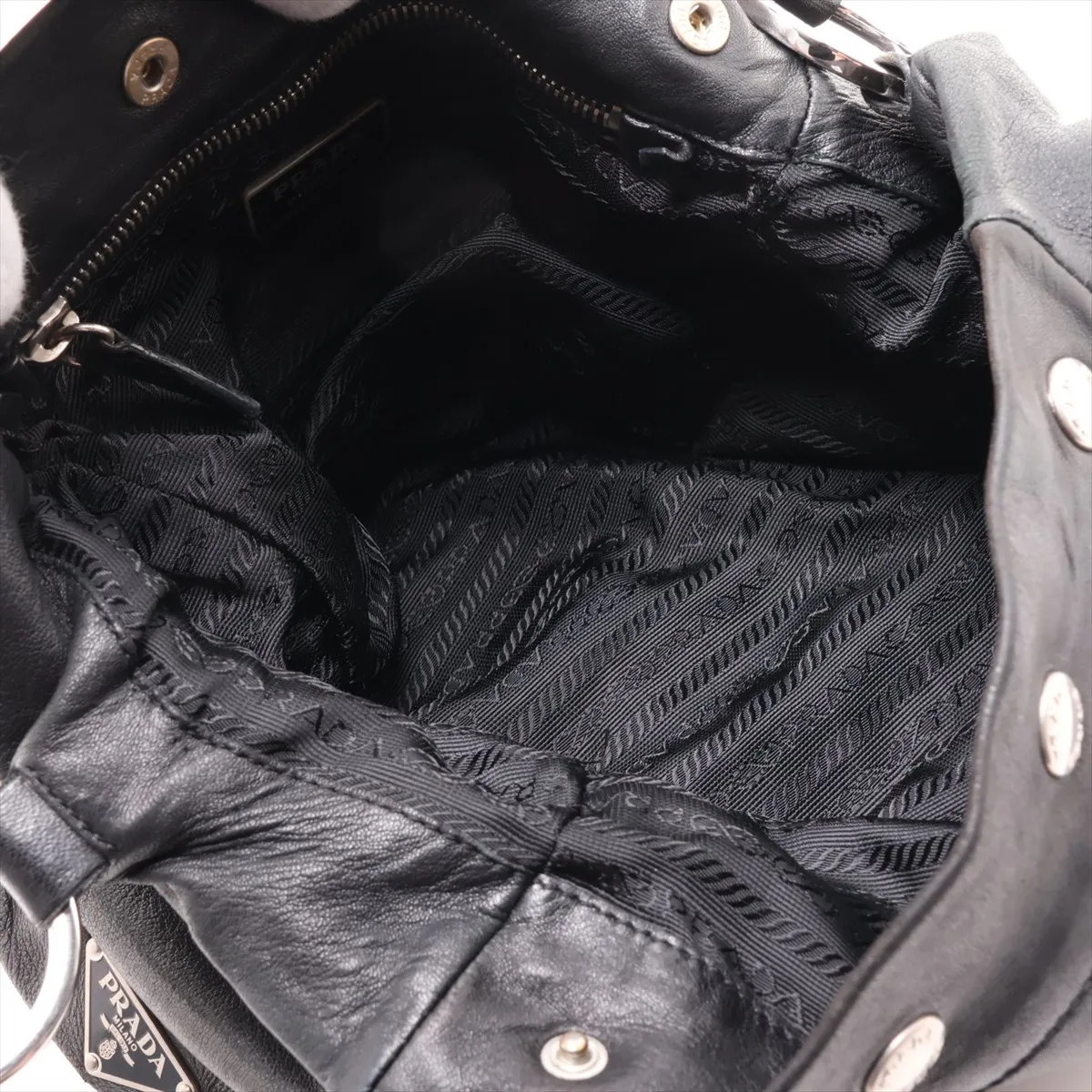 Leather Shoulder Bag, Black — view 6