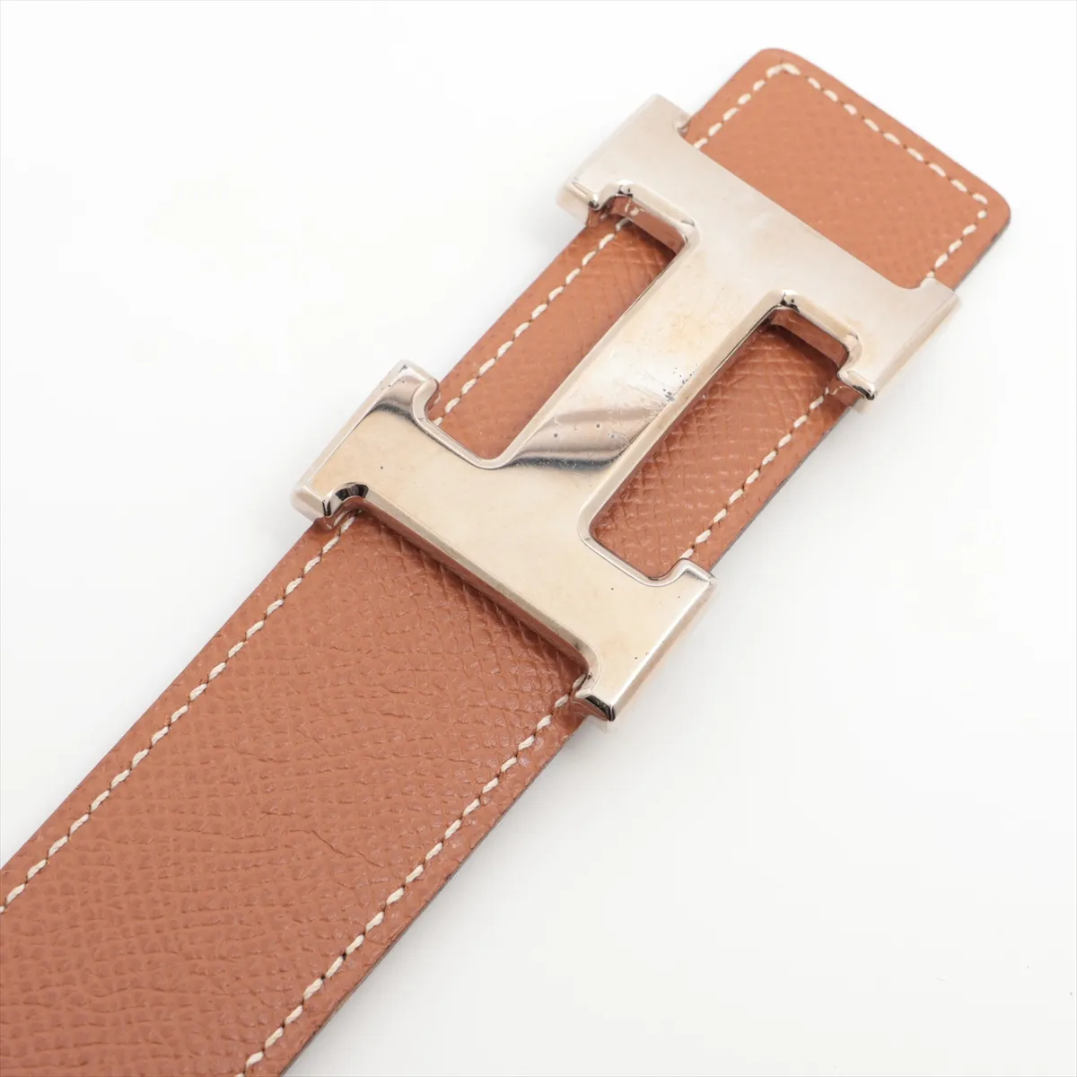H Belt C Stamped: 1999 Belt 95 Leather Brown x Black Bruises — view 2