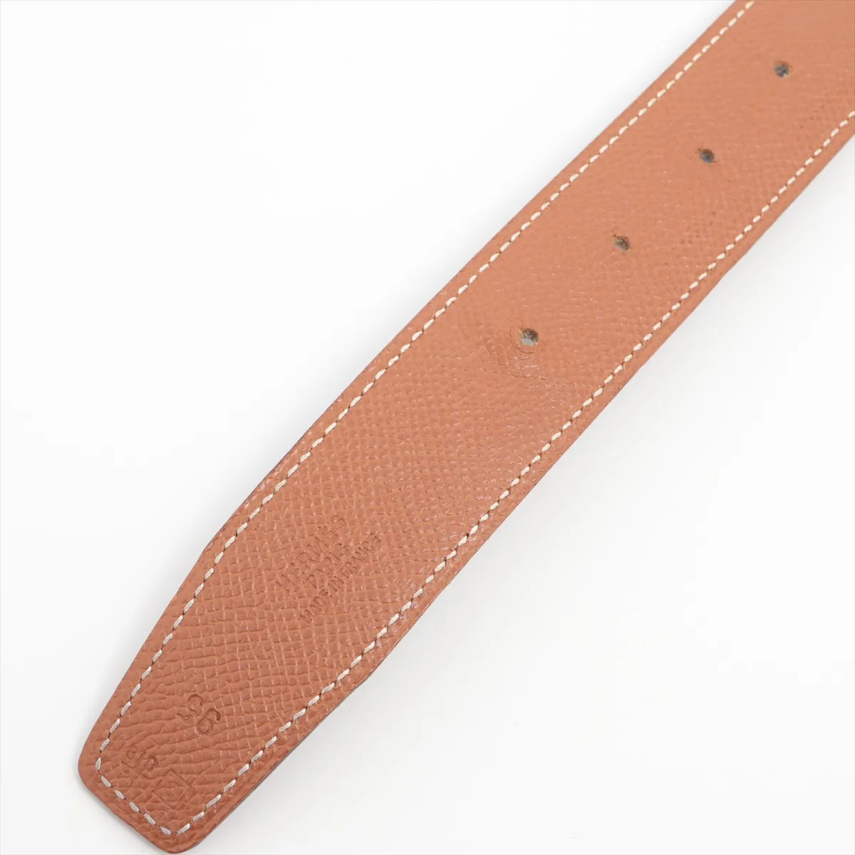 H Belt C Stamped: 1999 Belt 95 Leather Brown x Black Bruises — view 3