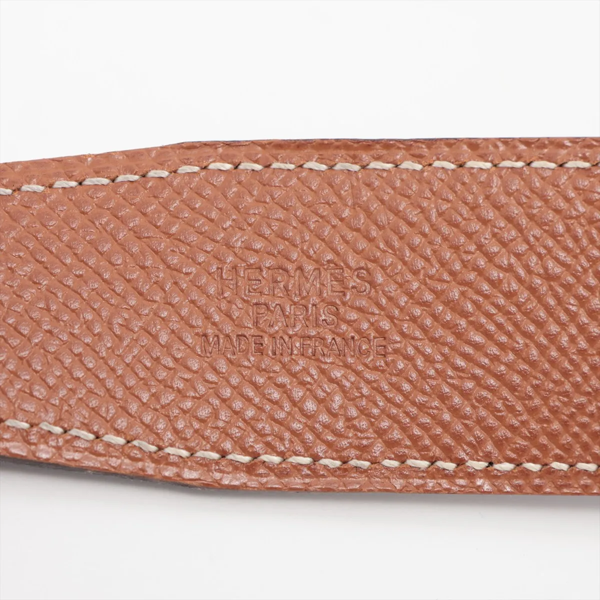 H Belt C Stamped: 1999 Belt 95 Leather Brown x Black Bruises — view 5