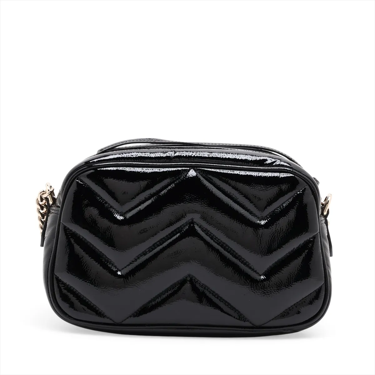 GG Marmont Patent Leather Chain Shoulder Bag, Black 802448 — view 2