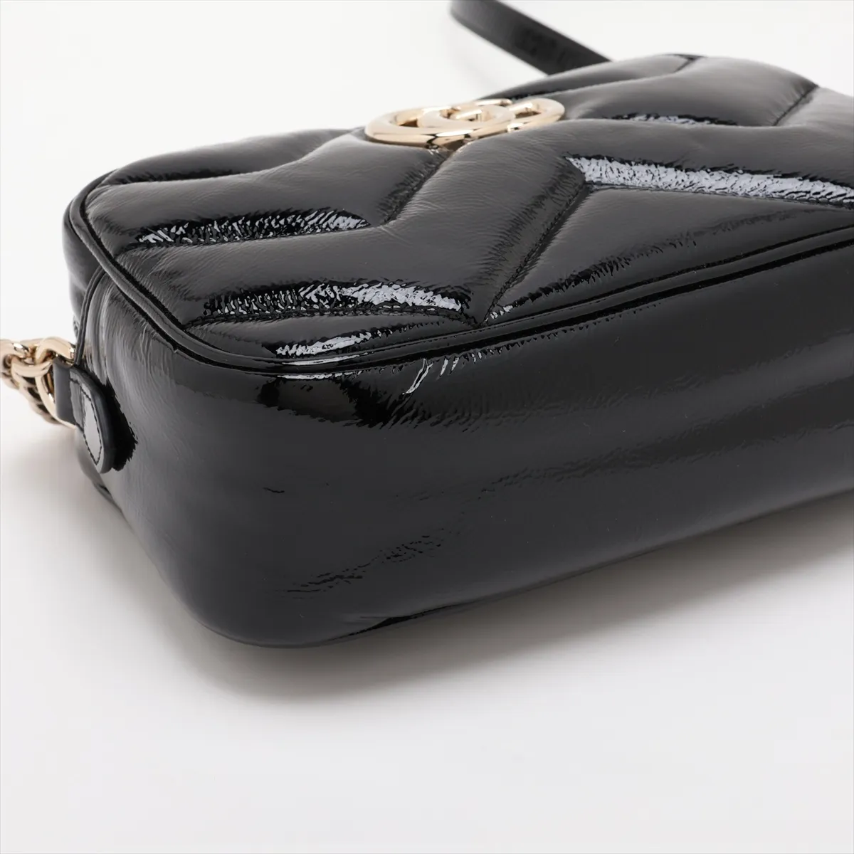GG Marmont Patent Leather Chain Shoulder Bag, Black 802448 — view 4