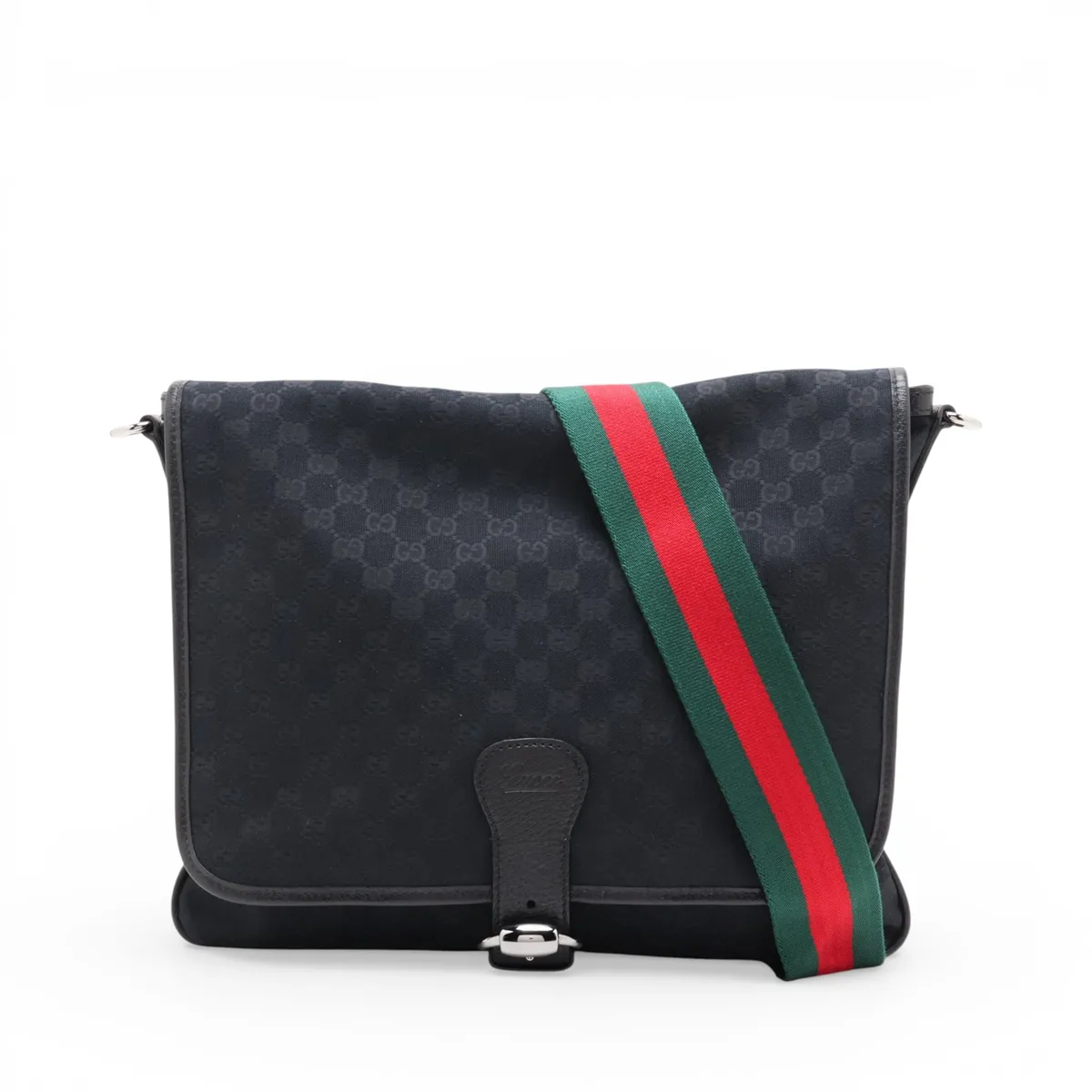 GG Canvas x Leather Shoulder Bag Black 180686
