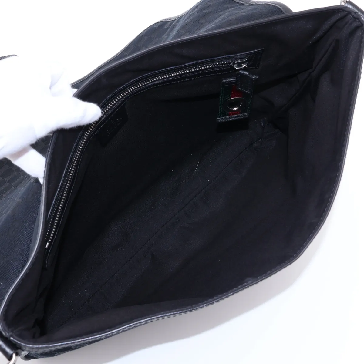 GG Canvas x Leather Shoulder Bag Black 180686 — view 6