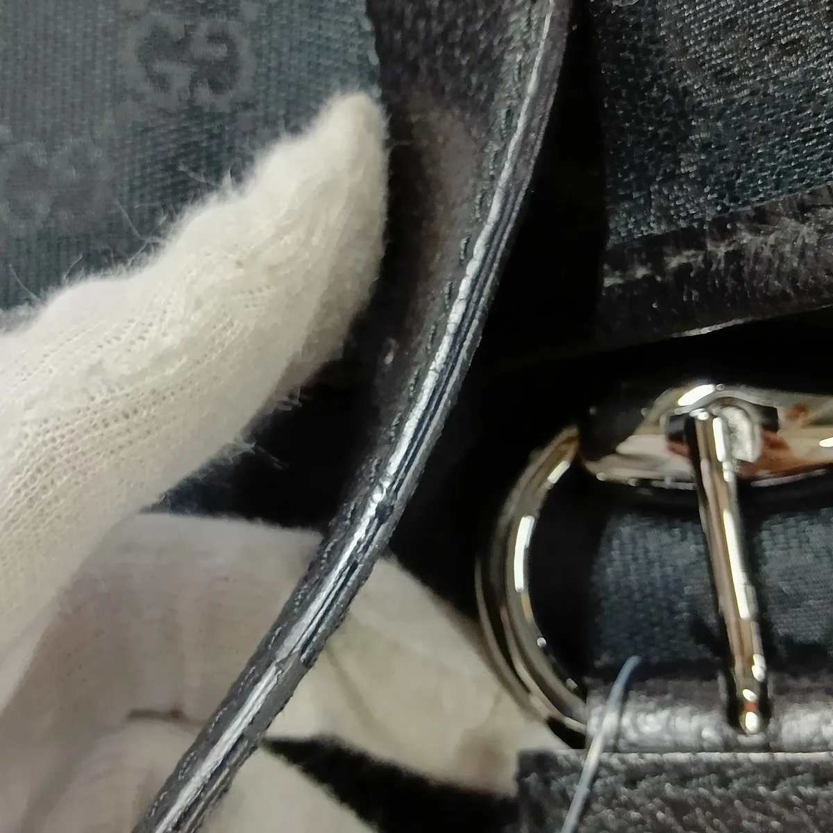 GG Canvas x Leather Shoulder Bag Black 180686 — view 10