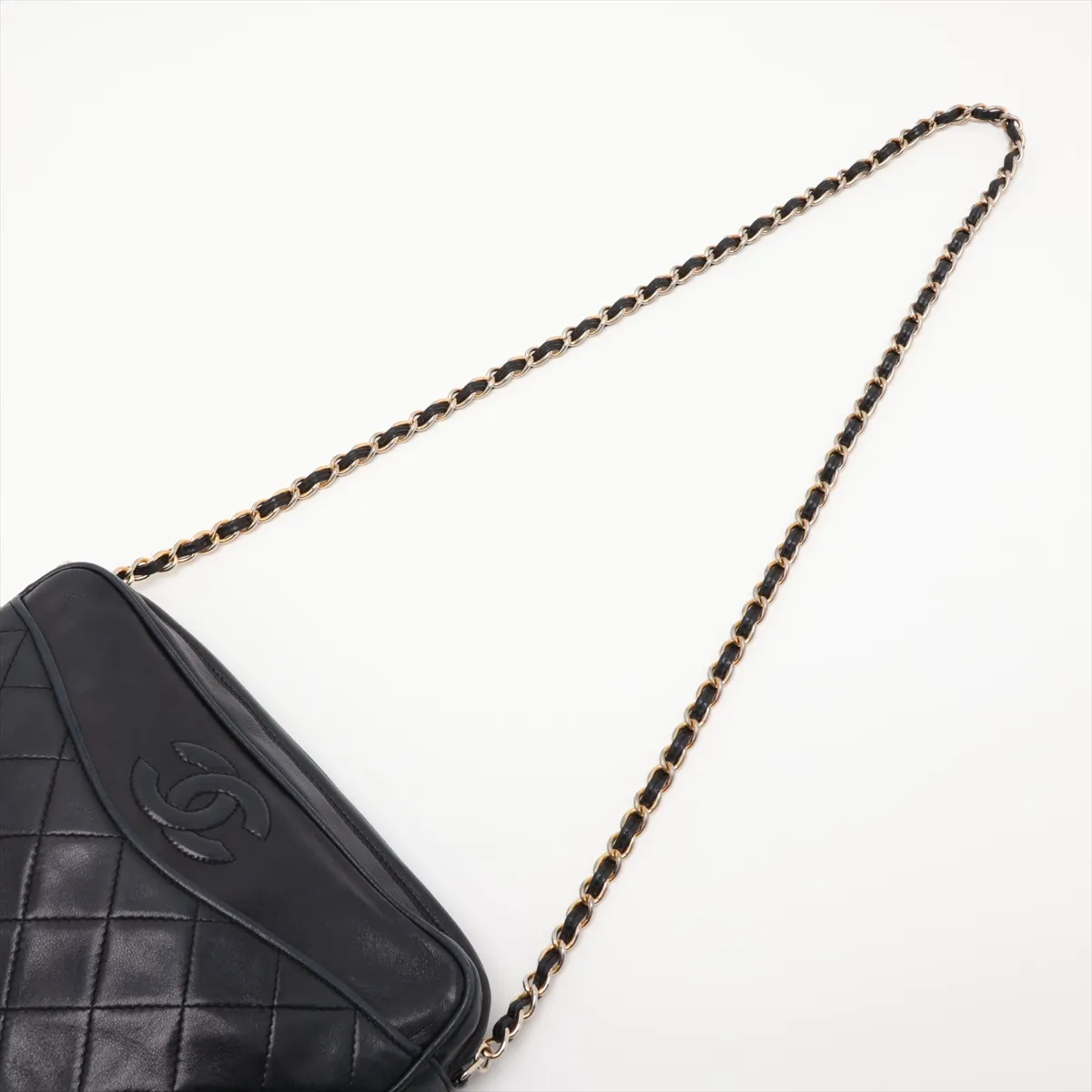 Matelassé Lambskin Chain Shoulder Bag with Fringe, Black with Gold Hardware, 0891243 (Serial Number 0) — view 5