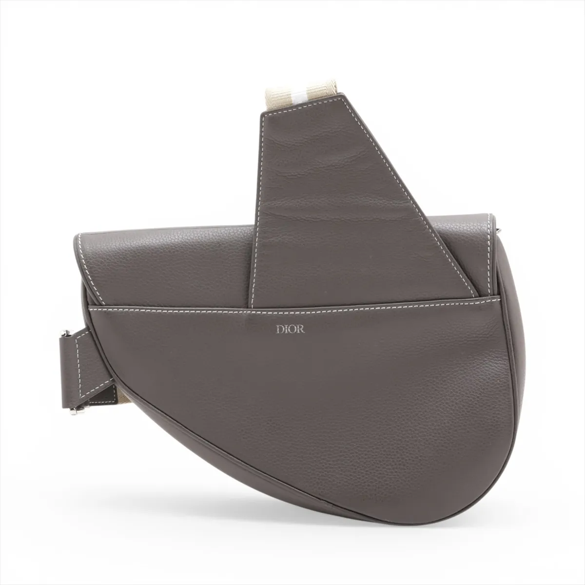 Saddle Leather Body Bag, Gray — view 2