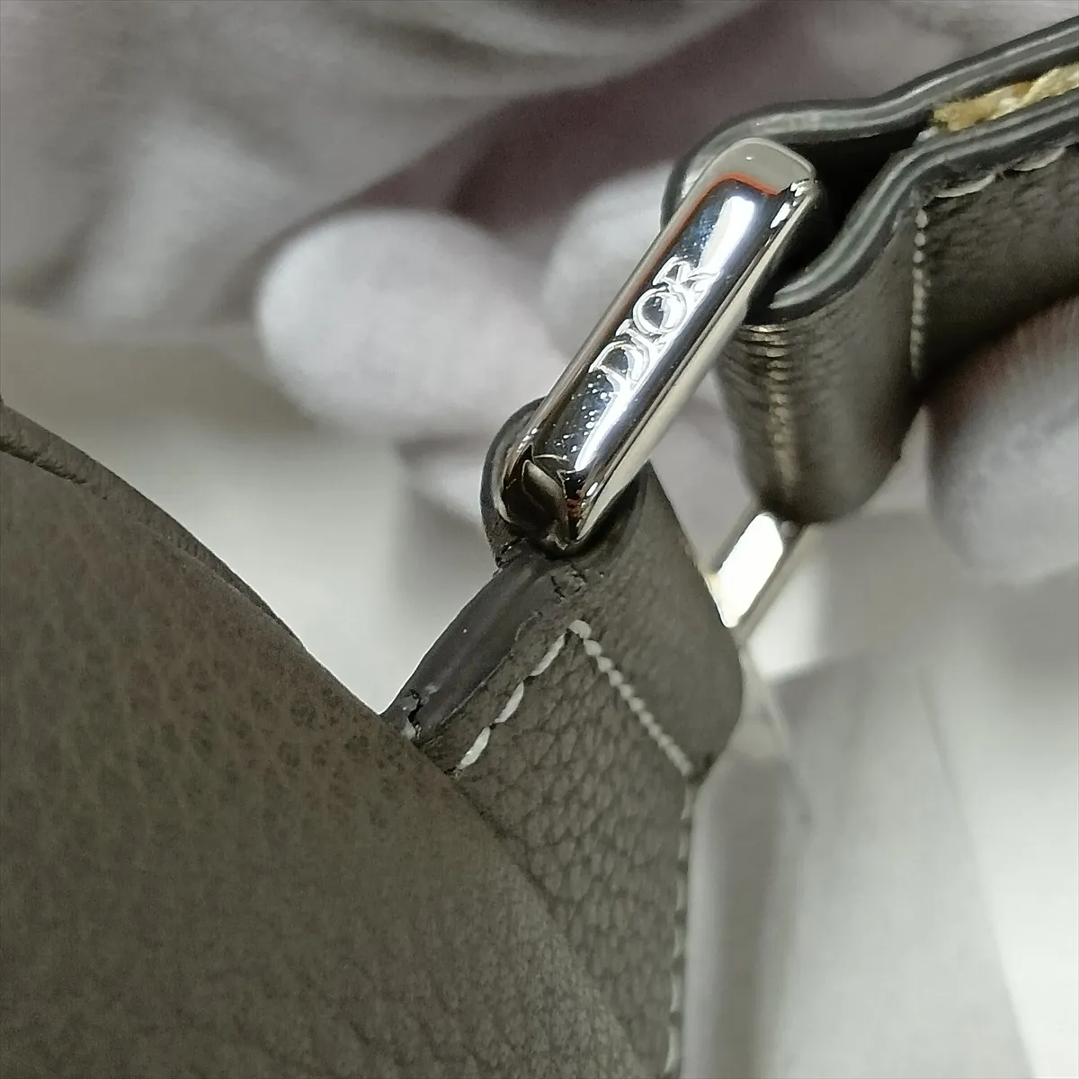 Saddle Leather Body Bag, Gray — view 11