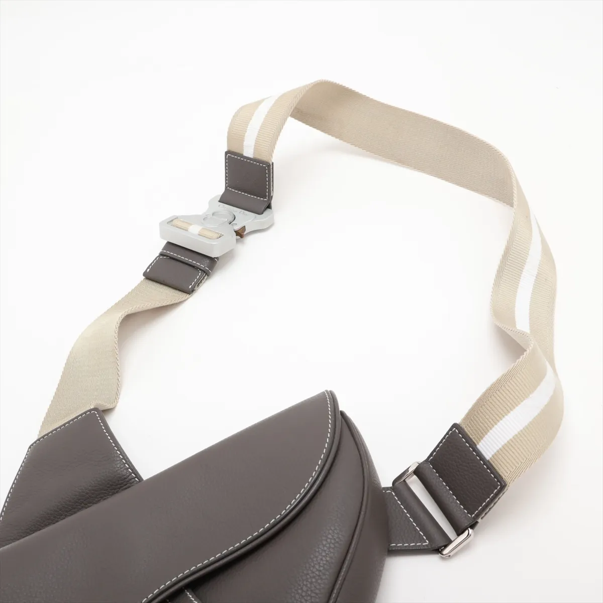 Saddle Leather Body Bag, Gray — view 5
