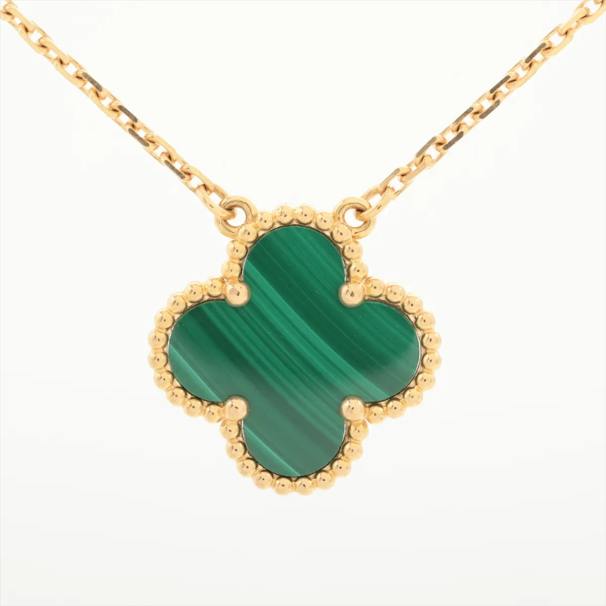 Vintage Alhambra Malachite Necklace, 750 (Yellow Gold), 5.4g, JA237226. Hallmark — view 2