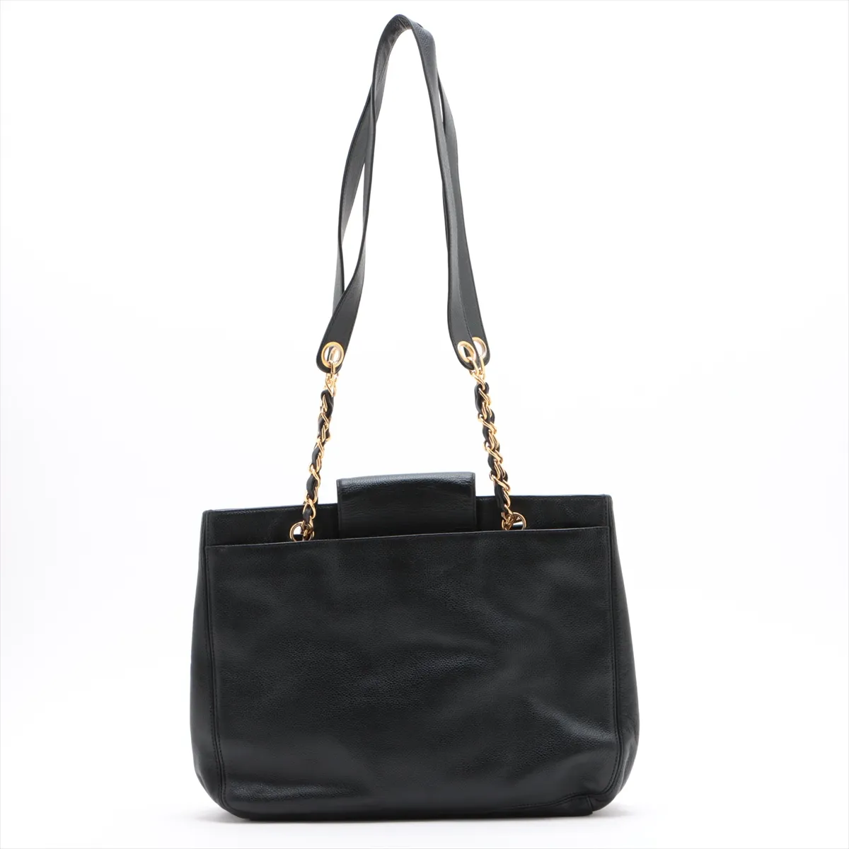 Cocomark caviar skin chain tote bag black gold hardware 4653199 4th series — view 2