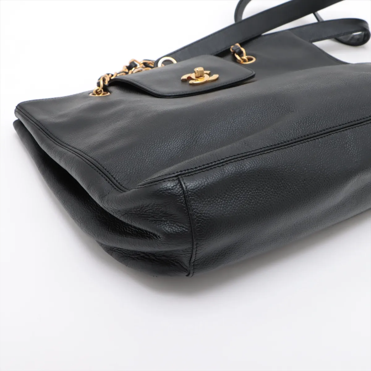 Cocomark caviar skin chain tote bag black gold hardware 4653199 4th series — view 4