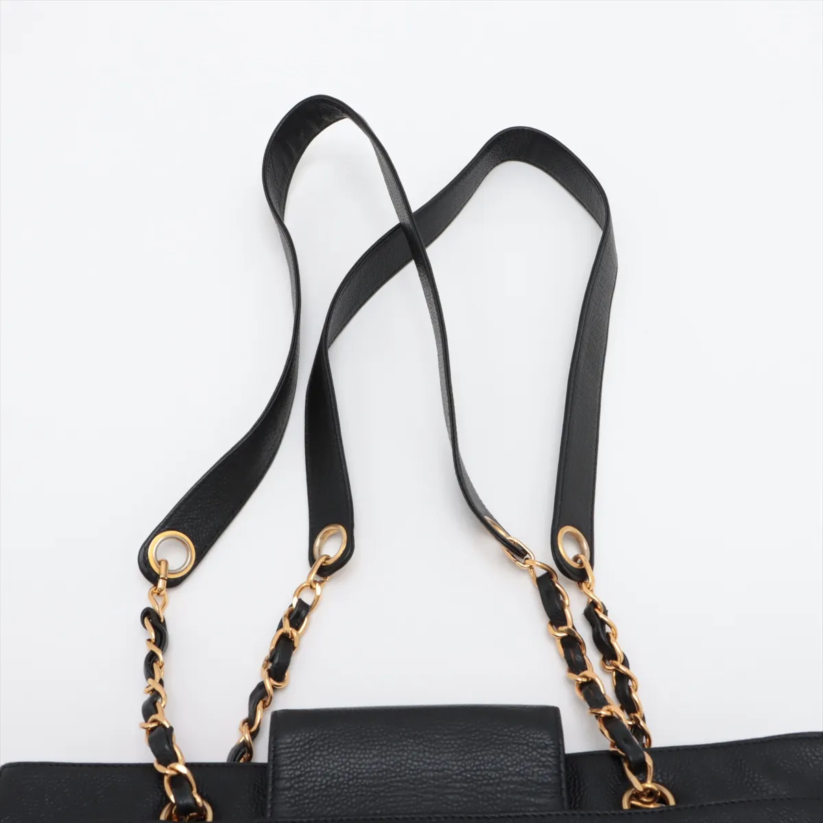Cocomark caviar skin chain tote bag black gold hardware 4653199 4th series — view 6