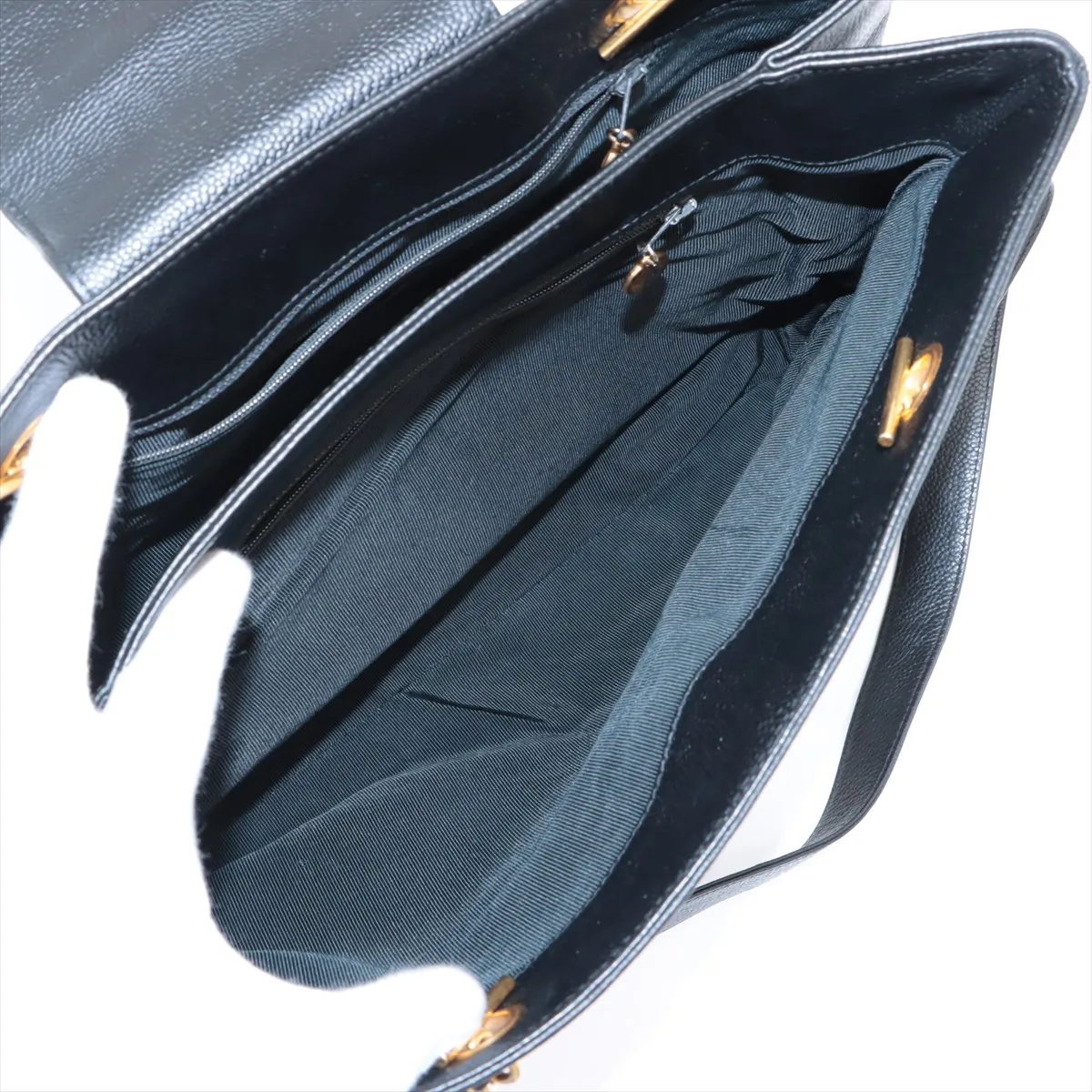 Cocomark caviar skin chain tote bag black gold hardware 4653199 4th series — view 8