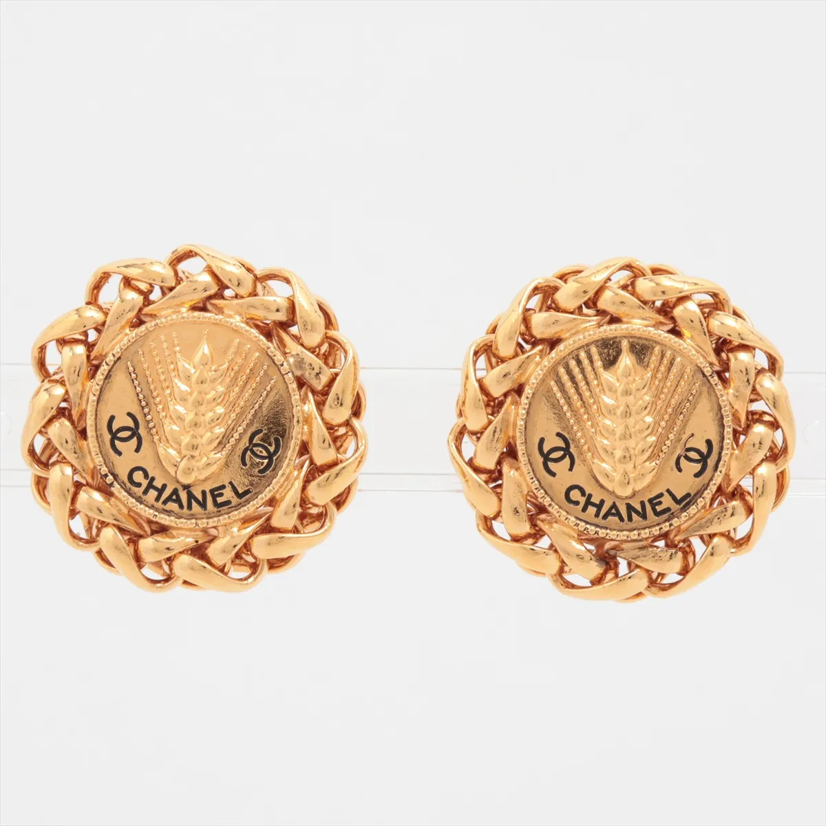 Coco Mark Earrings (Pair) GP Gold. Shows signs of wear,