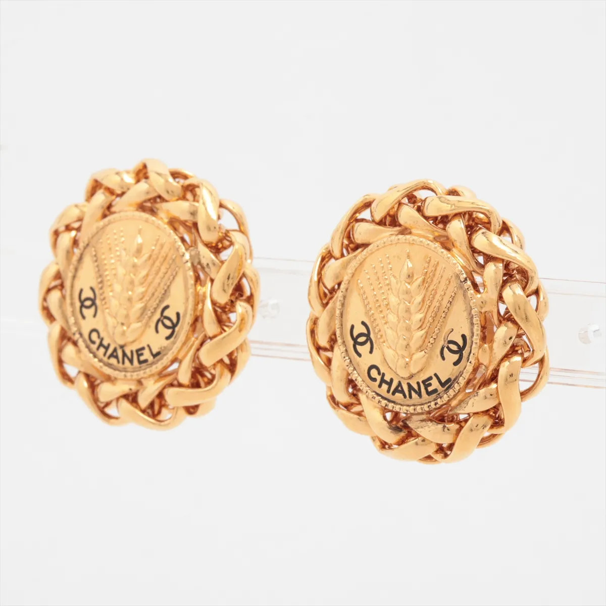 Coco Mark Earrings (Pair) GP Gold. Shows signs of wear, — view 3