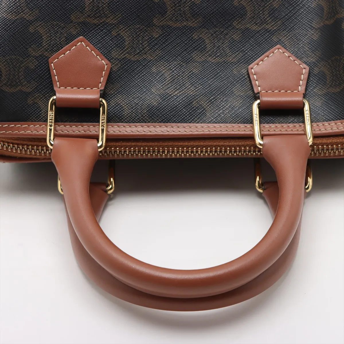 Cuir Triomphe Small Boston PVC 2-Way Handbag, Brown — view 5