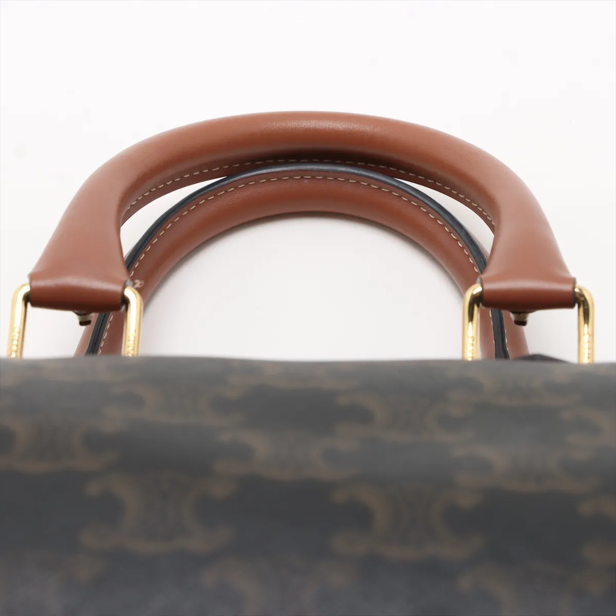 Cuir Triomphe Small Boston PVC 2-Way Handbag, Brown — view 6