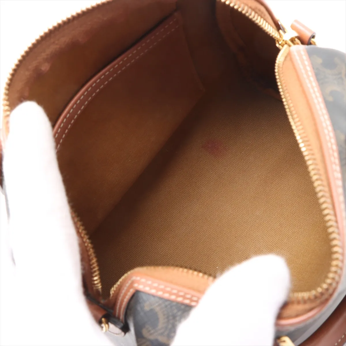 Cuir Triomphe Small Boston PVC 2-Way Handbag, Brown — view 8