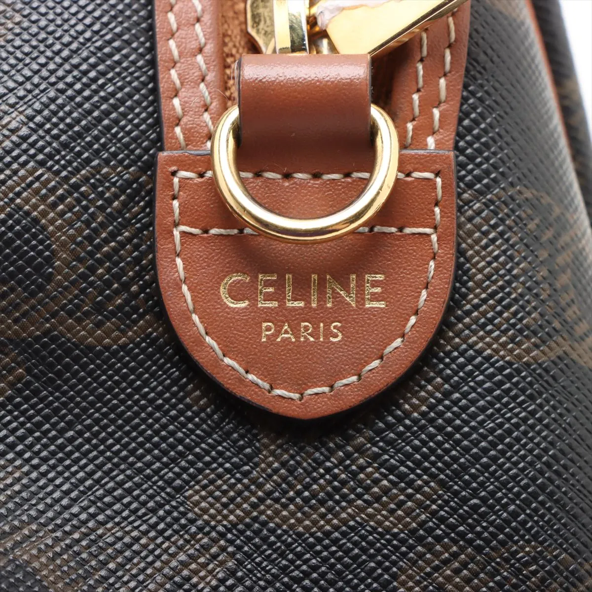 Cuir Triomphe Small Boston PVC 2-Way Handbag, Brown — view 10