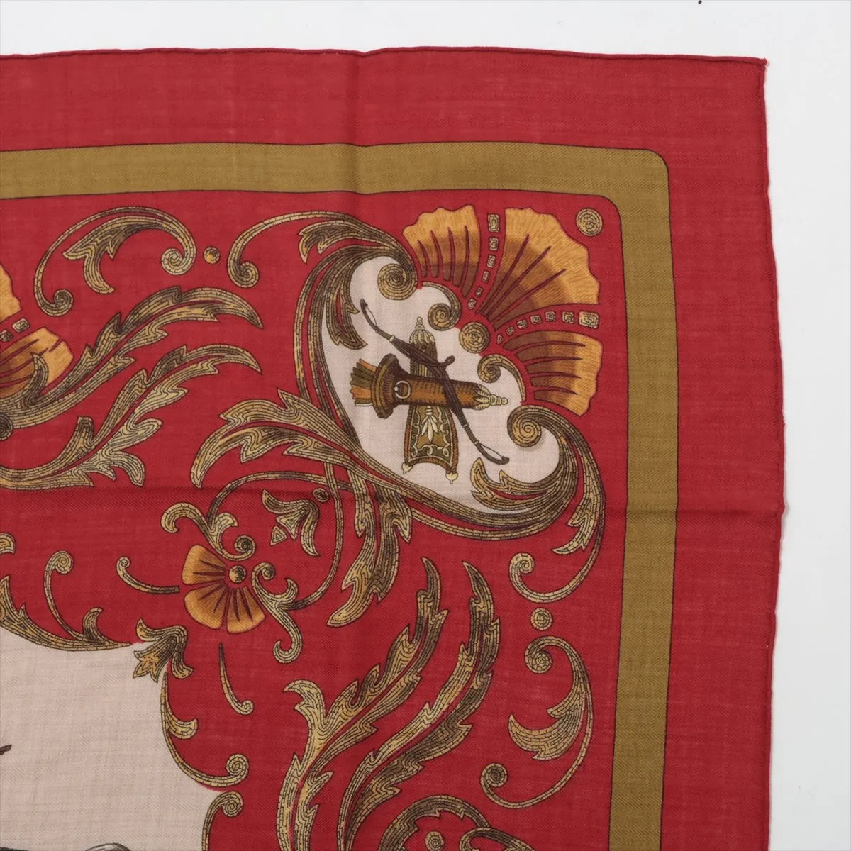 Carre 90 Cheval Turc (Turkish Horse) scarf, cashmere x silk. Some wear, snags, — view 3