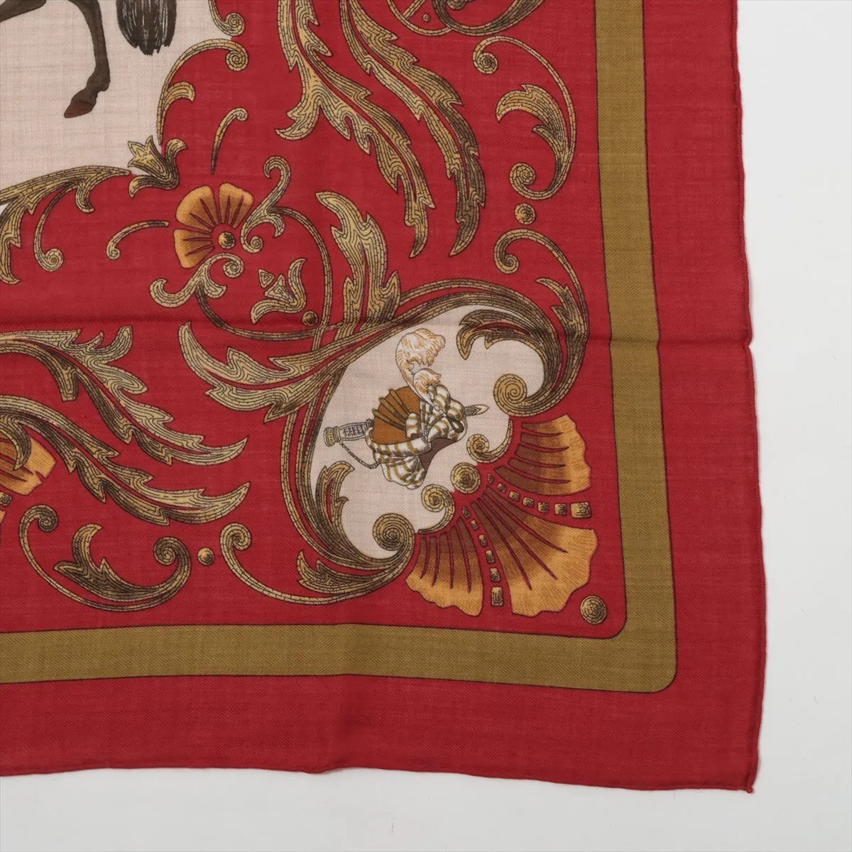 Carre 90 Cheval Turc (Turkish Horse) scarf, cashmere x silk. Some wear, snags, — view 4