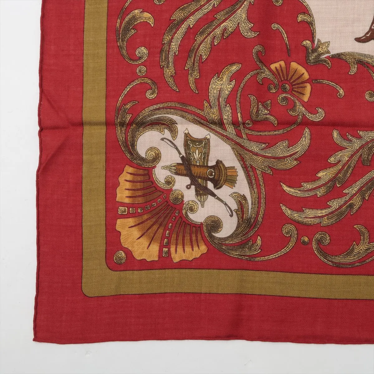Carre 90 Cheval Turc (Turkish Horse) scarf, cashmere x silk. Some wear, snags, — view 5
