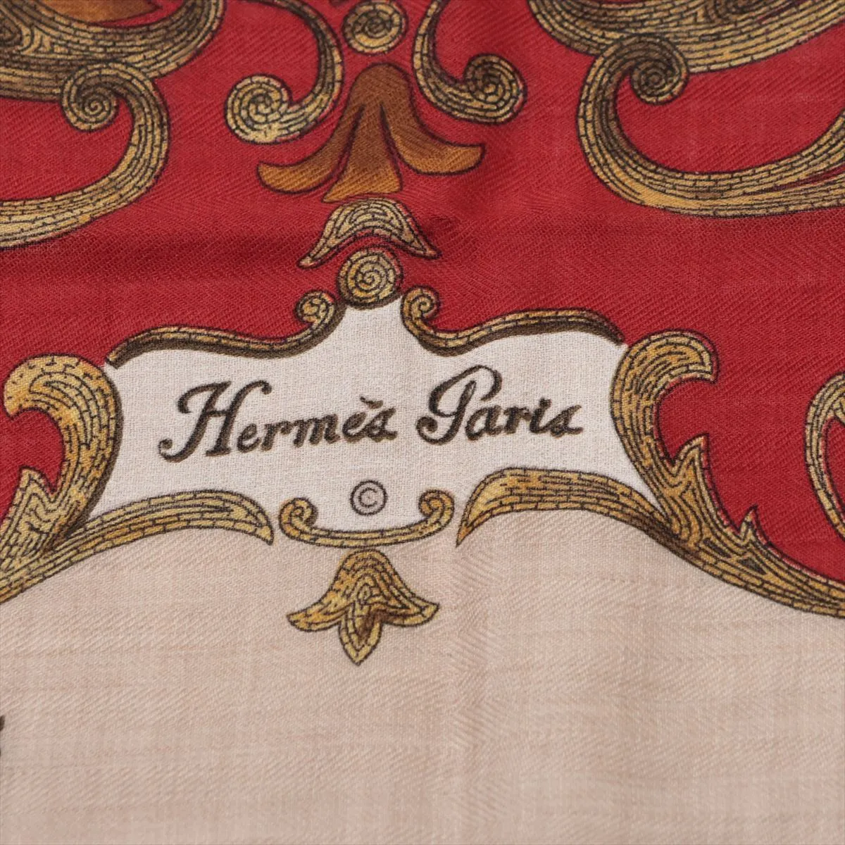 Carre 90 Cheval Turc (Turkish Horse) scarf, cashmere x silk. Some wear, snags, — view 6