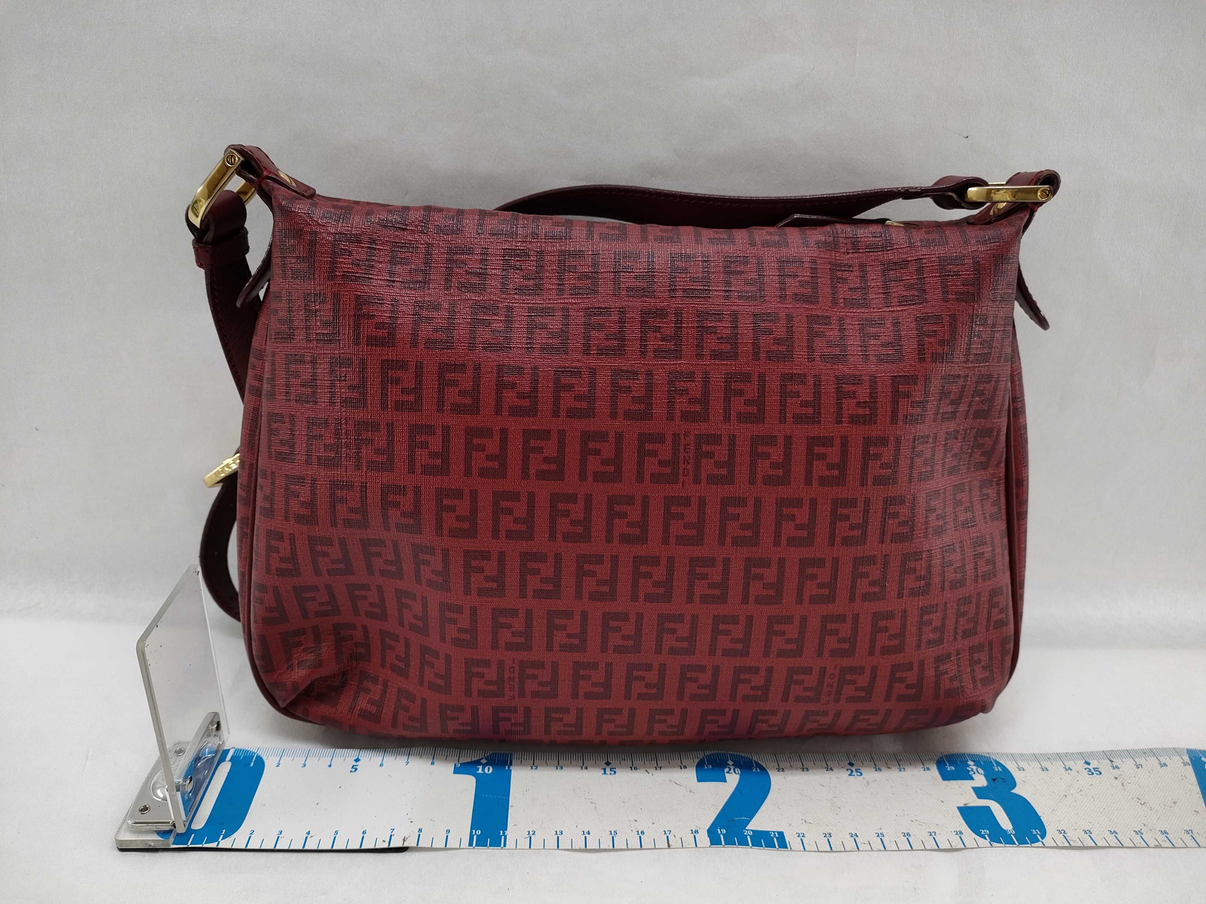 Zucca pattern Fendi Zucchino PVC x Leather Shoulder Bag Red 8BT206 Shoulder Bag — view 2