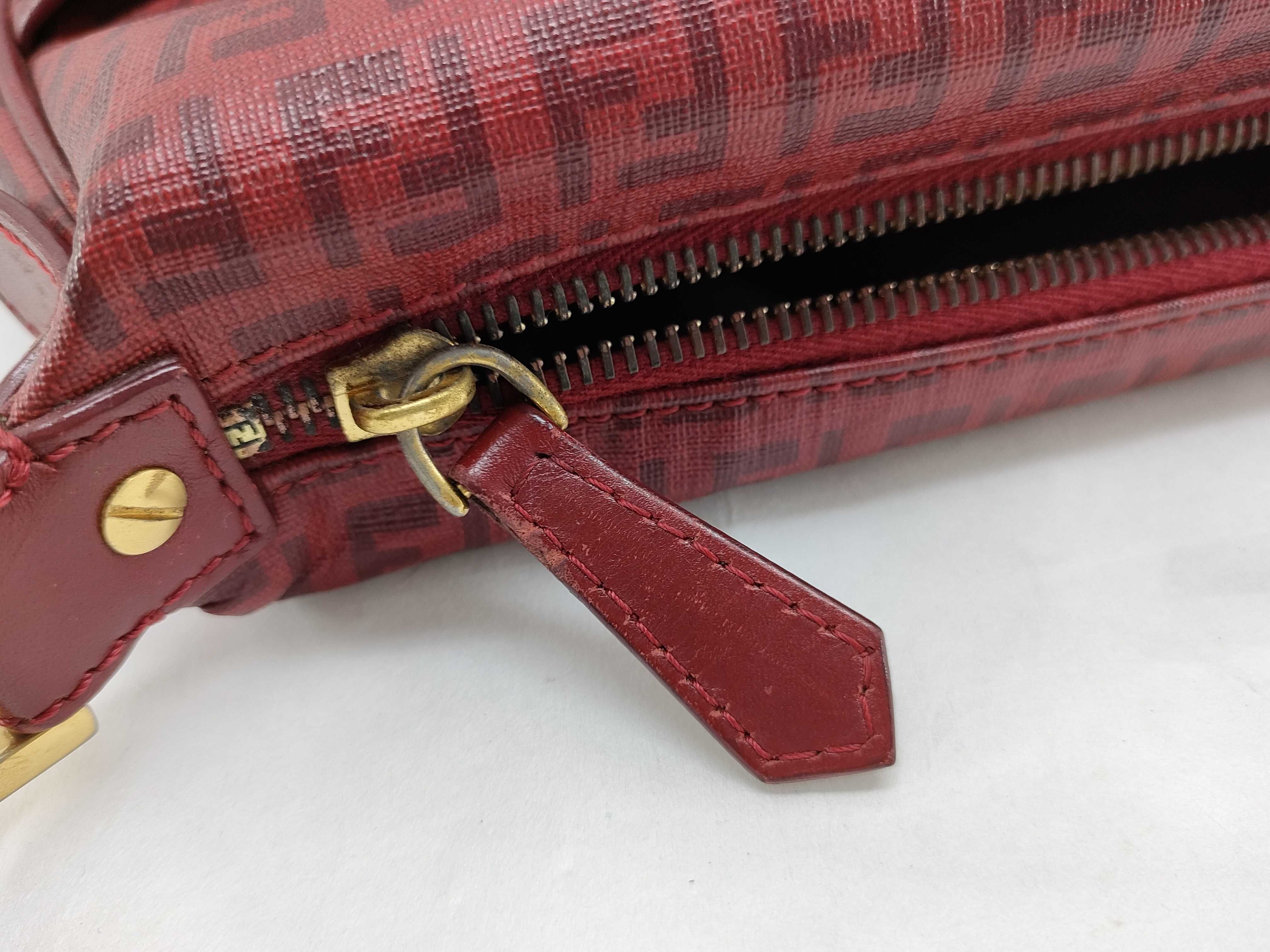 Zucca pattern Fendi Zucchino PVC x Leather Shoulder Bag Red 8BT206 Shoulder Bag — view 13