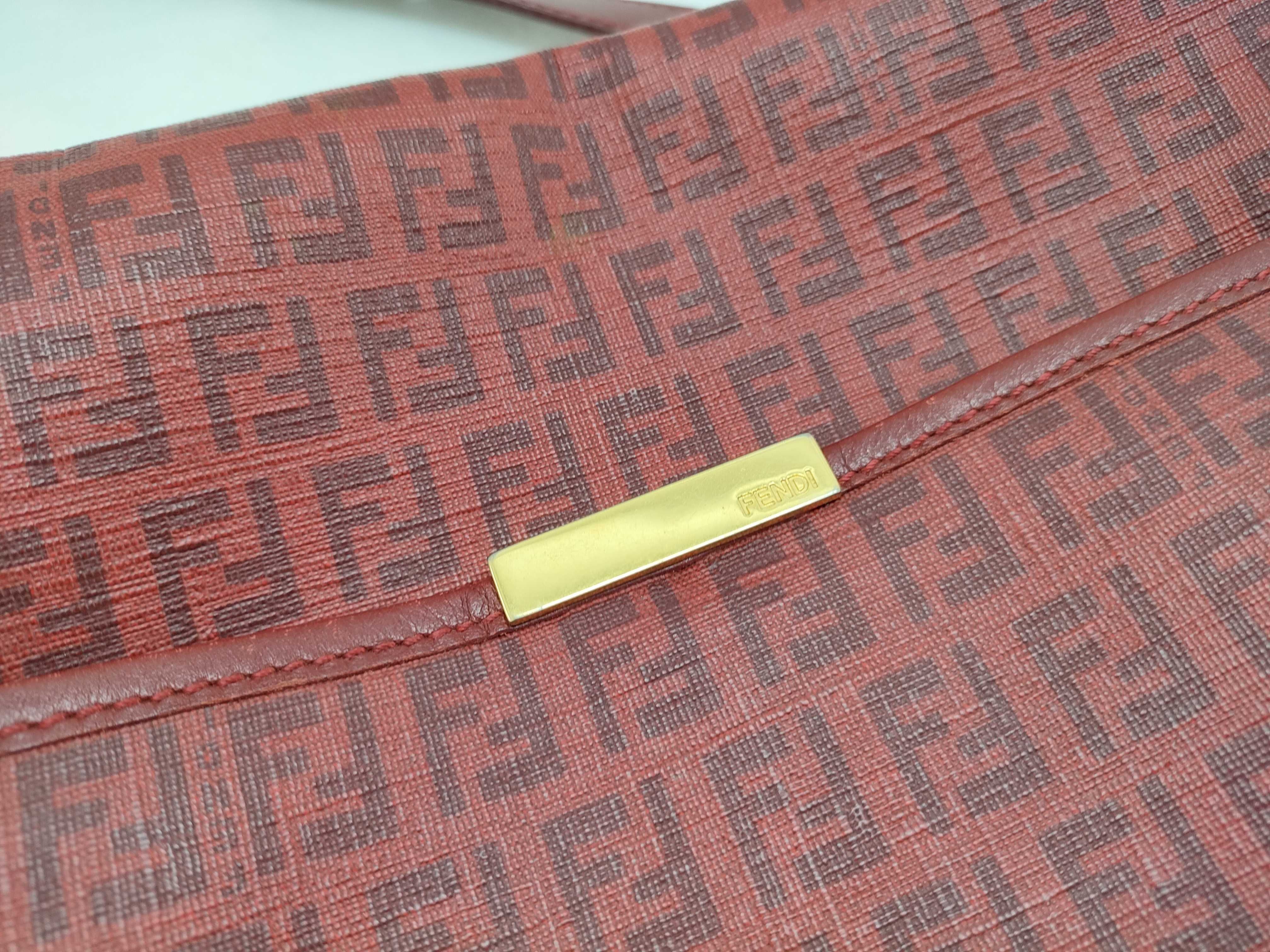 Zucca pattern Fendi Zucchino PVC x Leather Shoulder Bag Red 8BT206 Shoulder Bag — view 15