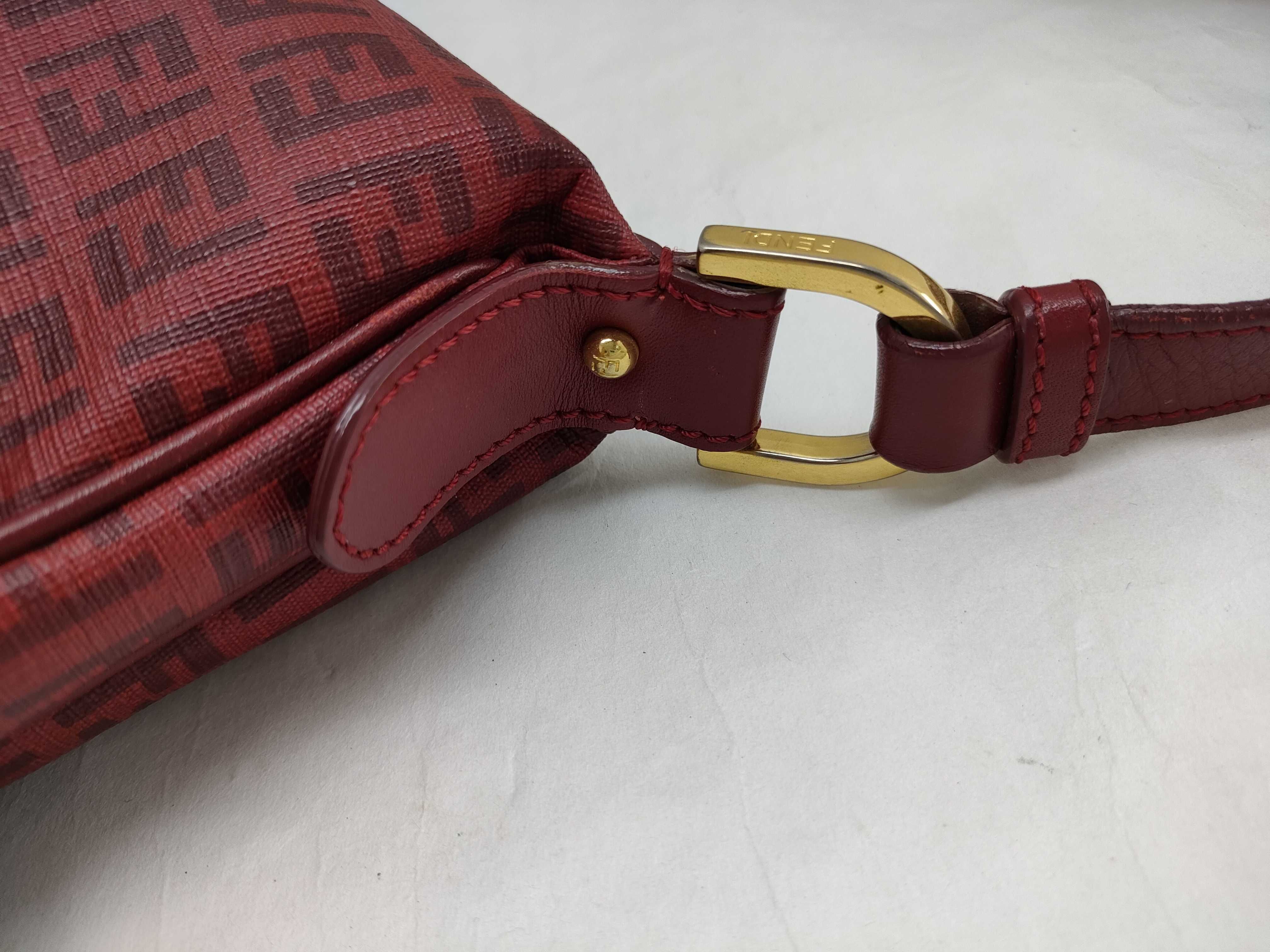 Zucca pattern Fendi Zucchino PVC x Leather Shoulder Bag Red 8BT206 Shoulder Bag — view 5