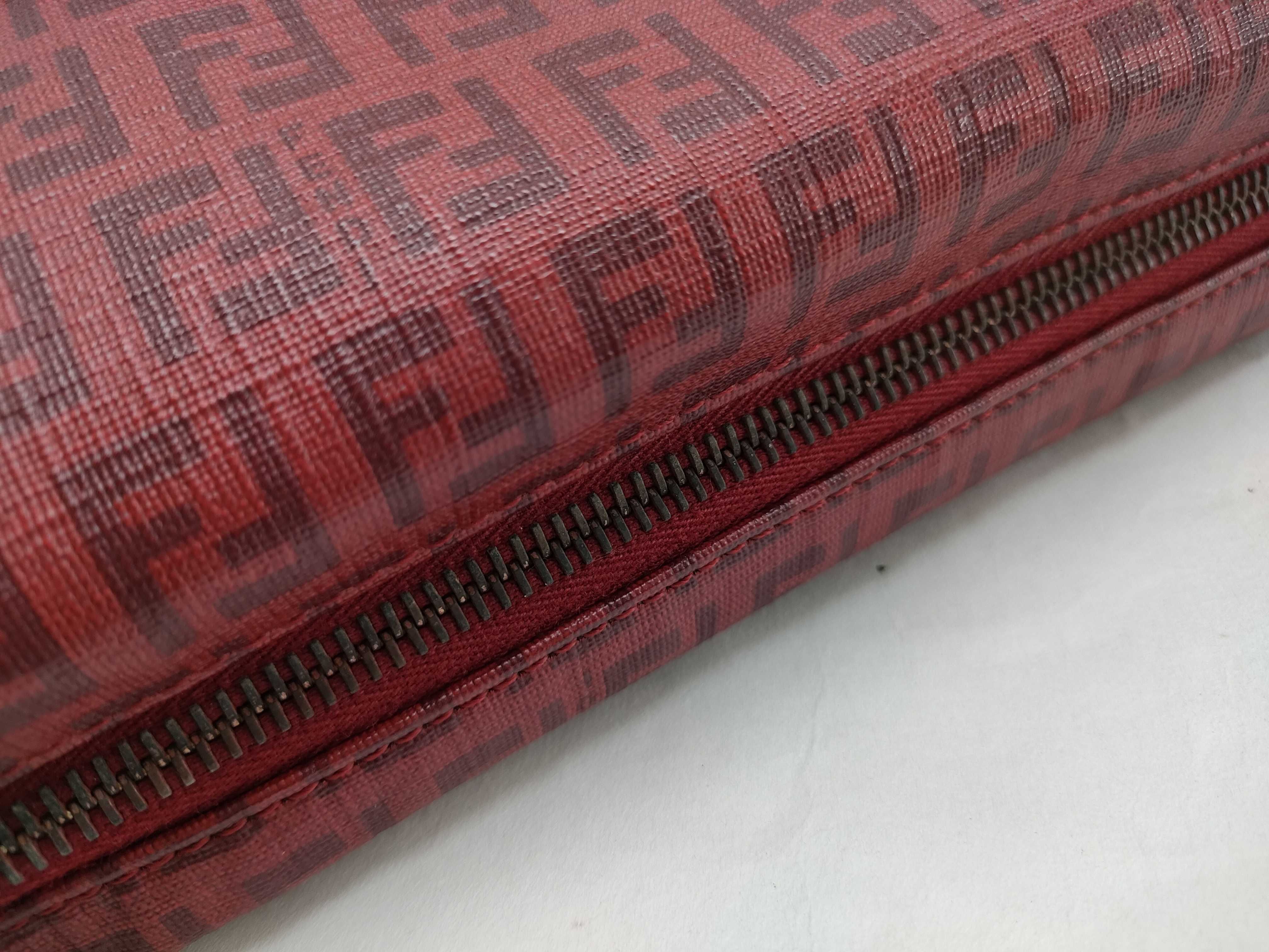 Zucca pattern Fendi Zucchino PVC x Leather Shoulder Bag Red 8BT206 Shoulder Bag — view 6