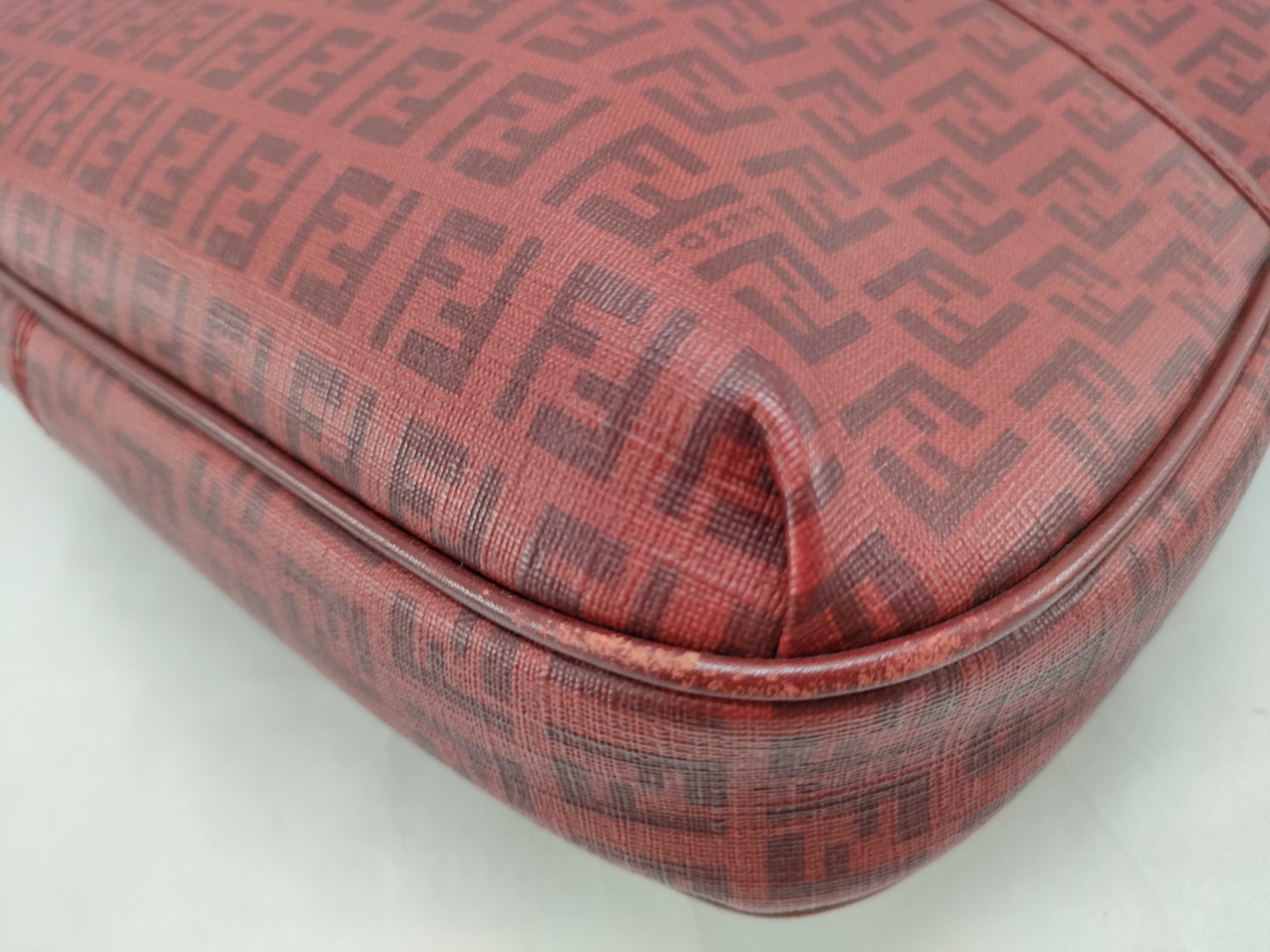 Zucca pattern Fendi Zucchino PVC x Leather Shoulder Bag Red 8BT206 Shoulder Bag — view 7